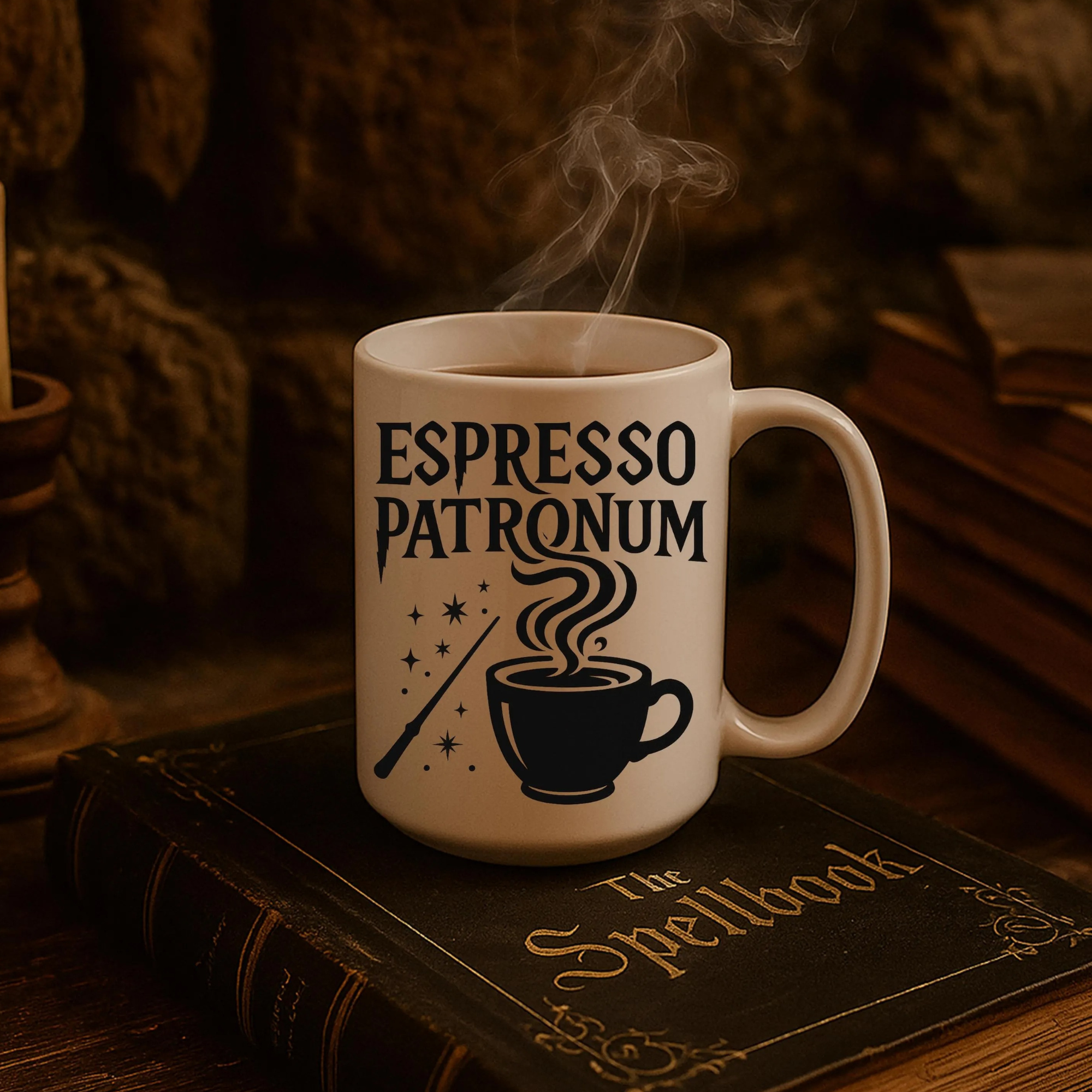 Harry Potter Espresso Patronum Spell Print 15oz Ceramic Coffee Mug