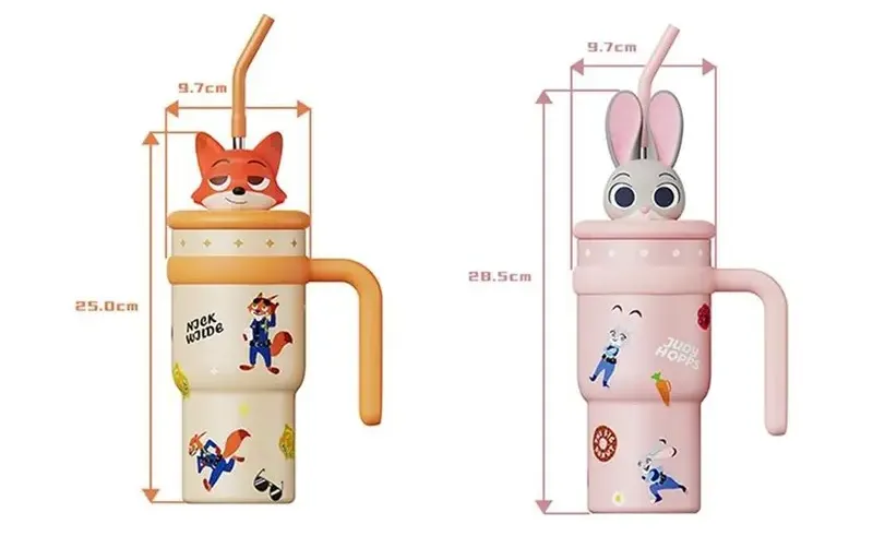 Disney Zootopia Series Doll Ice Heater Insulated Cup 700ML(23.67OZ), Adorable Zootopia Character Design, Perfect for DIY Cute Daily Drink Scenes, holiday Ideal for Hot/Cold Drinks & Fan Use, Great for Daily Carry Tumbler Detachable Wide Mouth Mug Lid 6