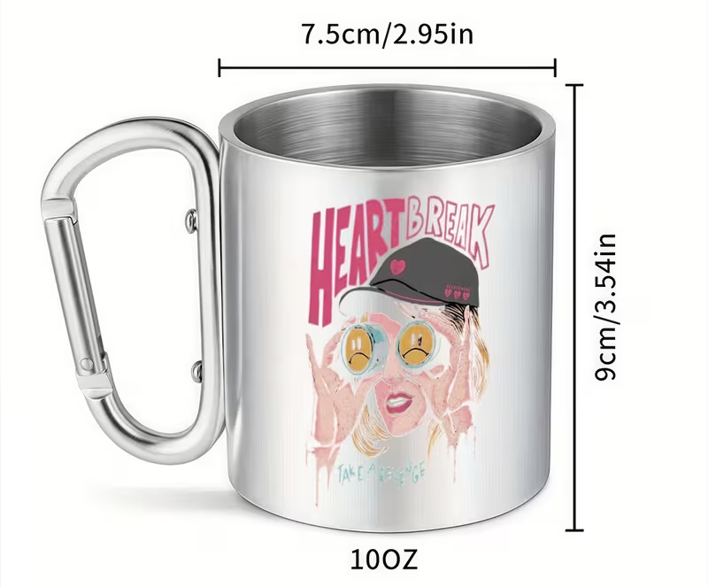 1pc 10oz insulated stainless steel coffee mug with handle double wall leak proof travel cup durable for hot cold drinks ts   break song lyrics album   reproduction compatible with swifties 1