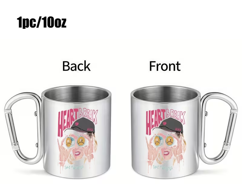 1pc 10oz insulated stainless steel coffee mug with handle double wall leak proof travel cup durable for hot cold drinks ts   break song lyrics album   reproduction compatible with swifties 0