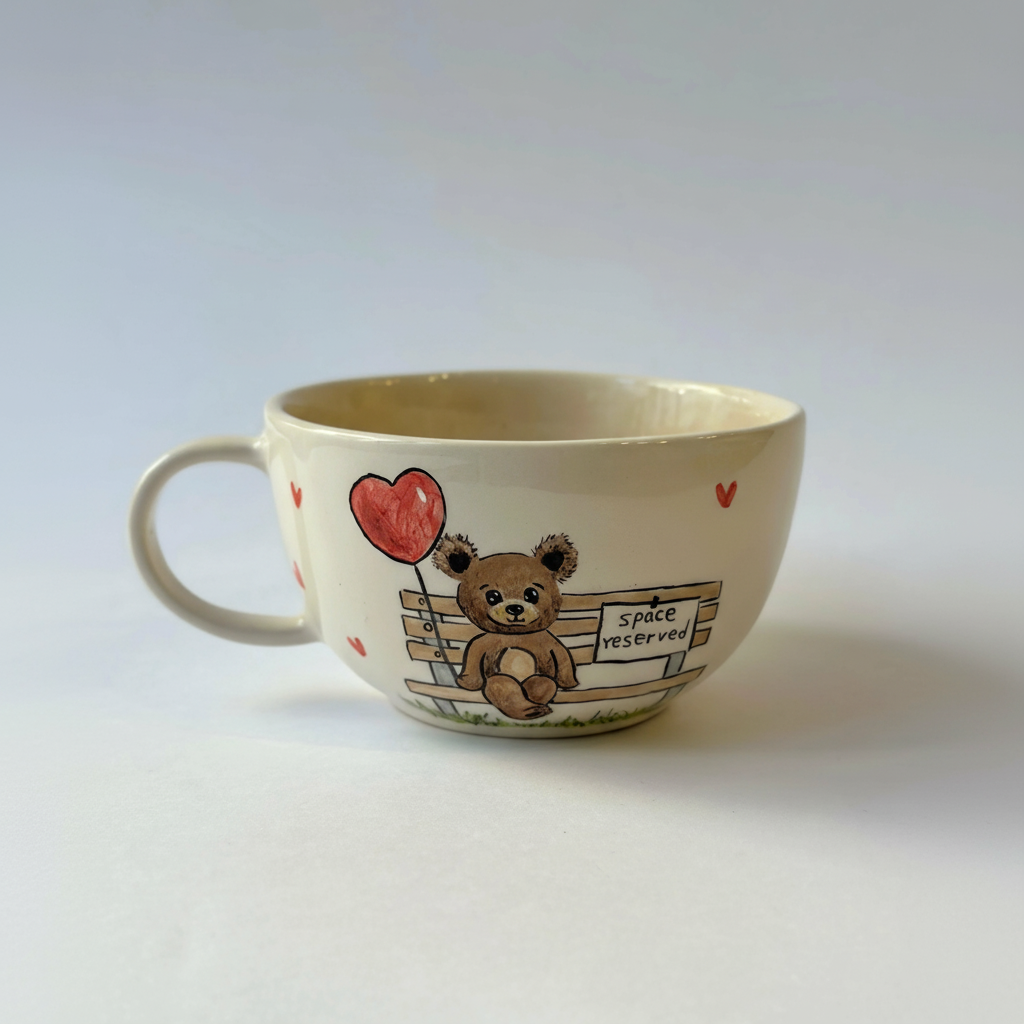 Handmade Ceramic Coffee Mug With Bear Design