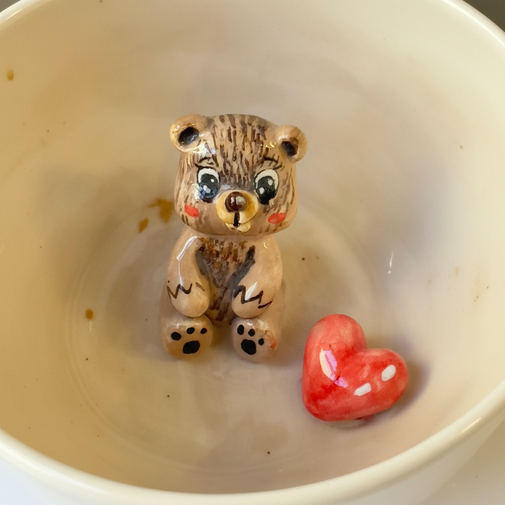 Handmade Ceramic Coffee Mug With Bear Design