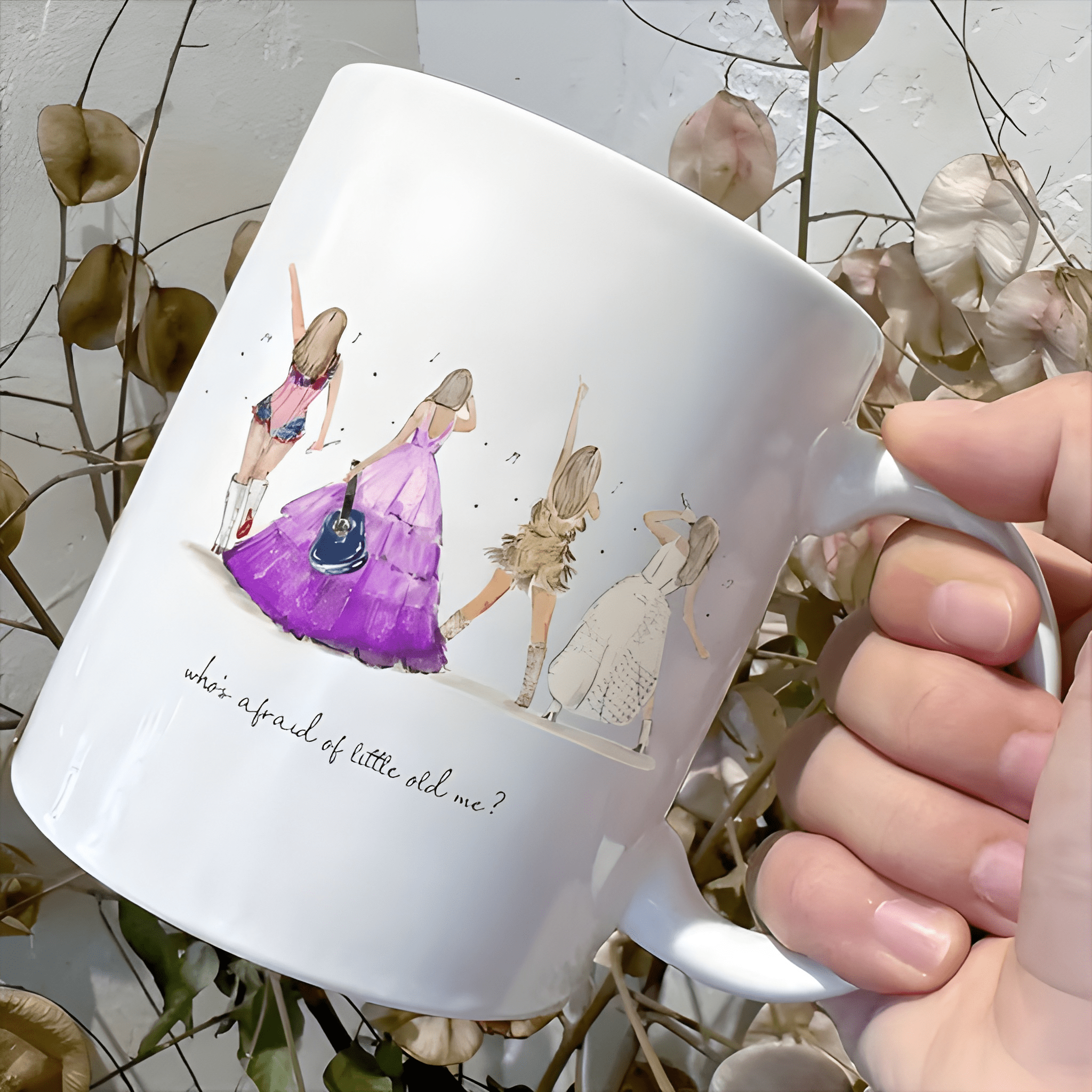 1pc 11oz Durable Ceramic Mug with TS Stage Outfits Illustration Design, Dishwasher and Microwave Safe, Ideal for Home, Office, Party Use, Trendy Music - Inspired Coffee Mug, Unique Gift for TS Fans