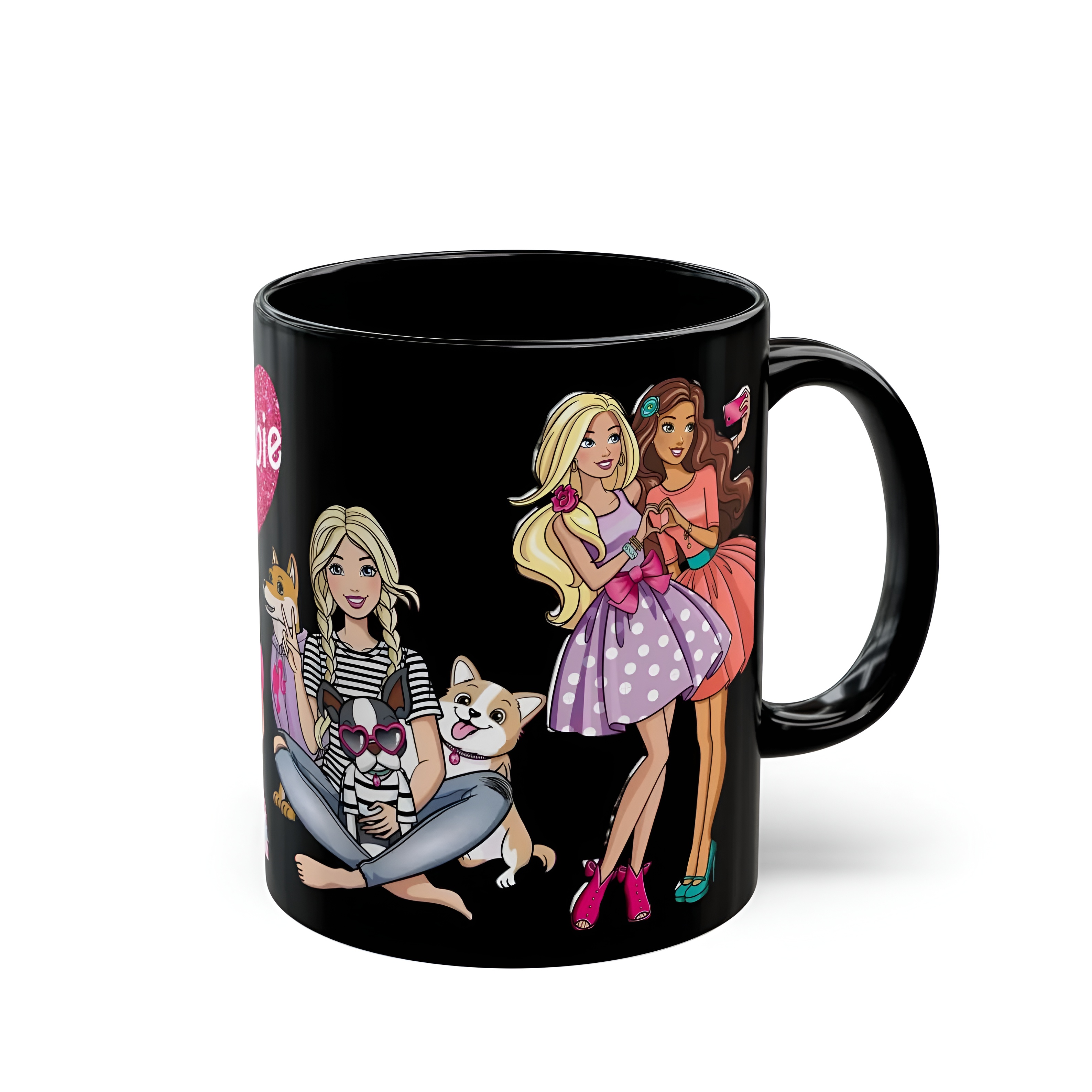 Barbie Retro Black Mug Doll & Pets Design Coffee Cup