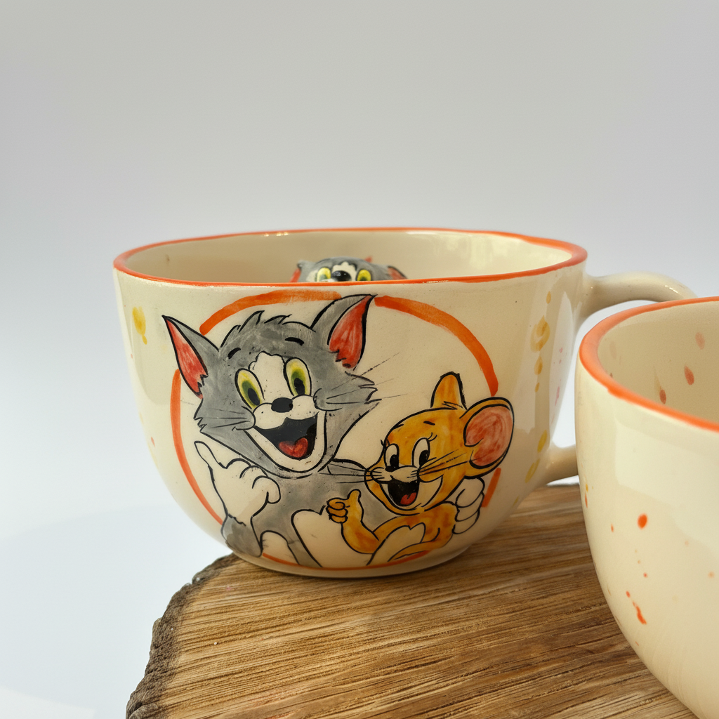 Handmade Cartoon Character Ceramic Tom And Jerry Coffee Mug