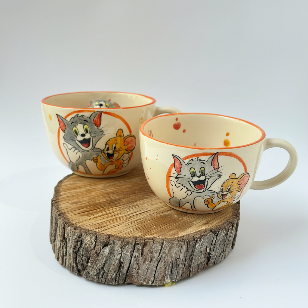 Handmade Cartoon Character Ceramic Tom And Jerry Coffee Mug