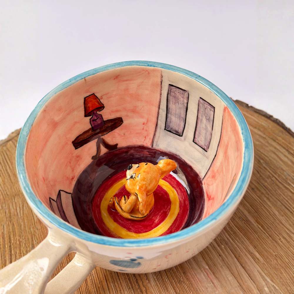 Set Of 2 Handmade Ceramic Cartoon Character Coffee Mug