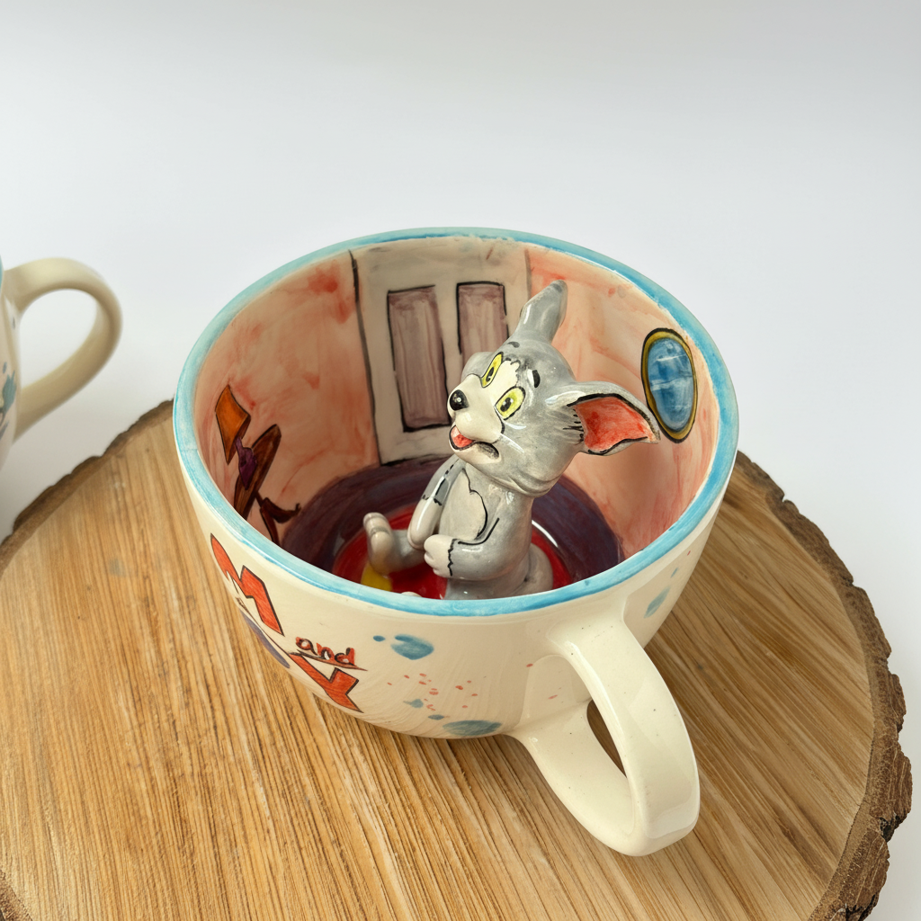 Set Of 2 Handmade Ceramic Cartoon Character Coffee Mug