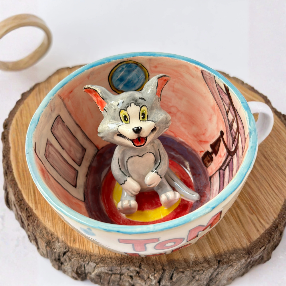 Set Of 2 Handmade Ceramic Cartoon Character Coffee Mug