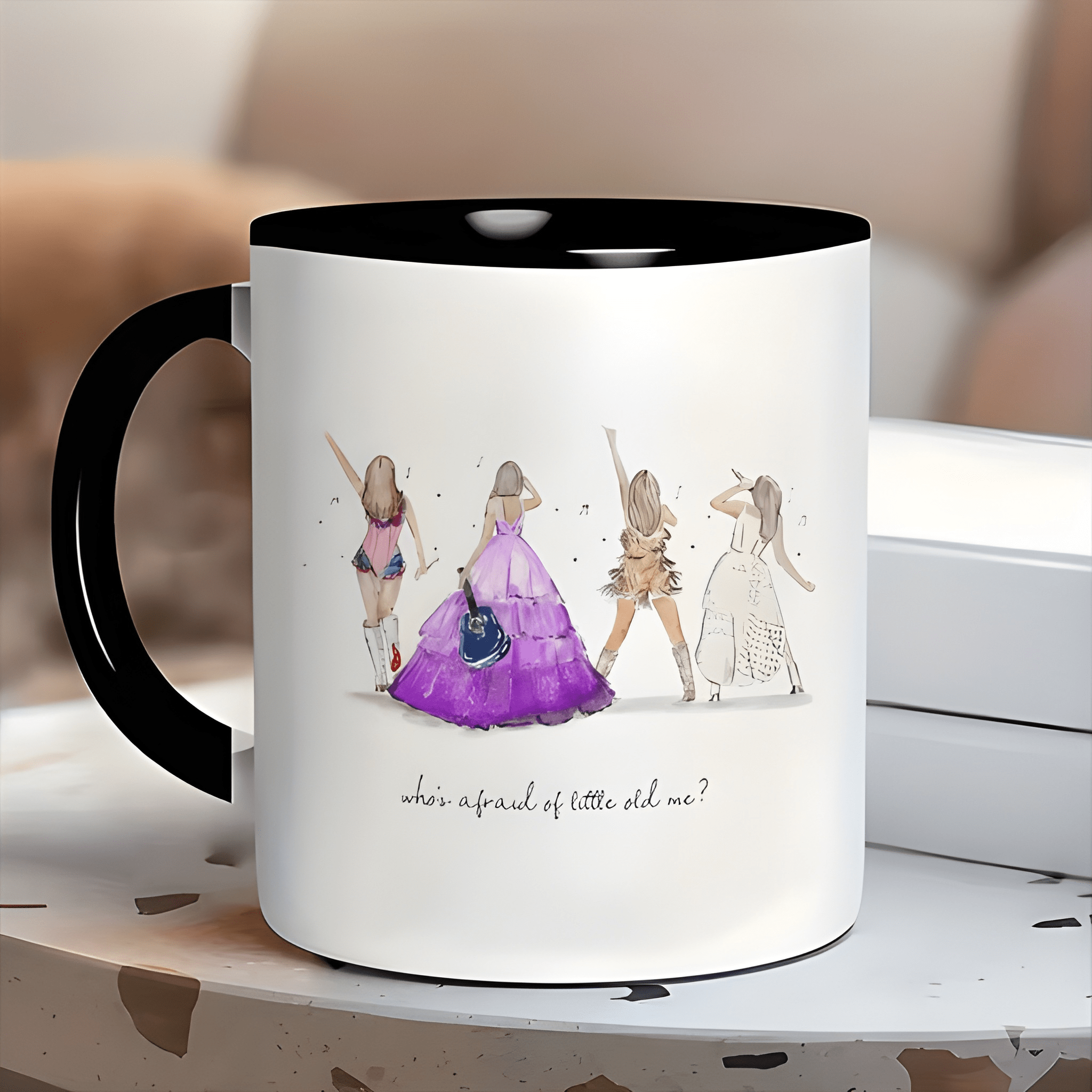 1pc 11oz Durable Ceramic Mug with TS Stage Outfits Illustration Design, Dishwasher and Microwave Safe, Ideal for Home, Office, Party Use, Trendy Music - Inspired Coffee Mug, Unique Gift for TS Fans