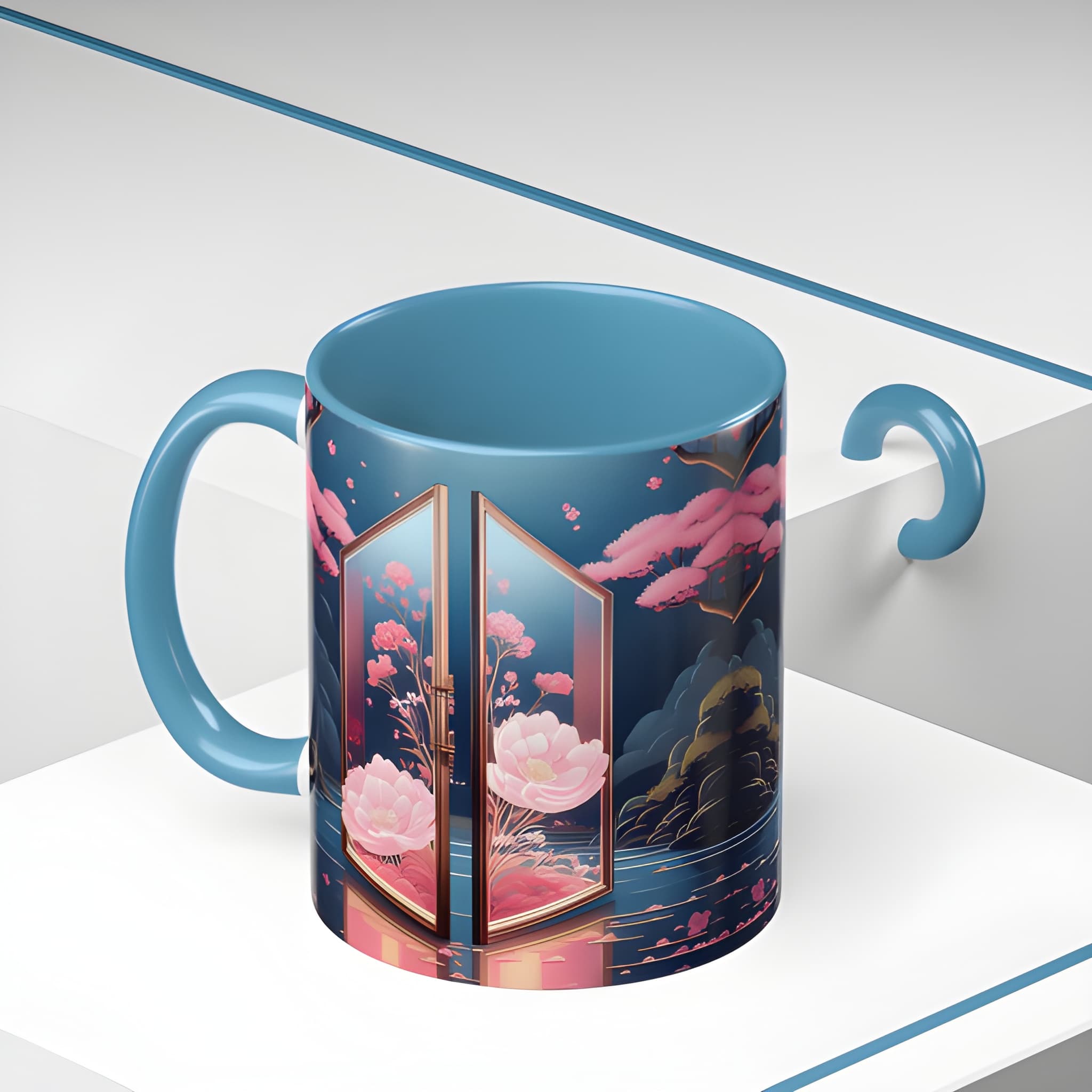 Floral BTS ARMY Logo Ceramic Mug, Kpop Fan Gift