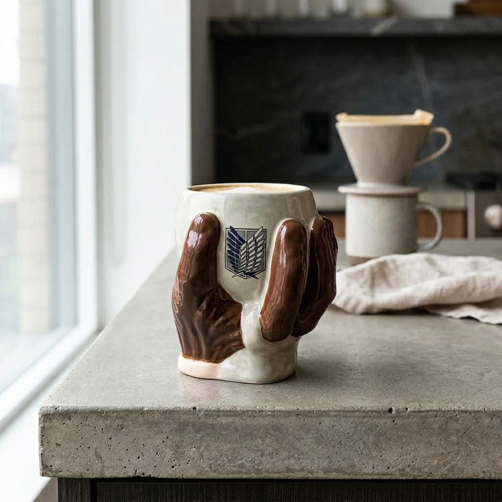 Attack On Titan Themed Titan Holding Design Sculpted Mug