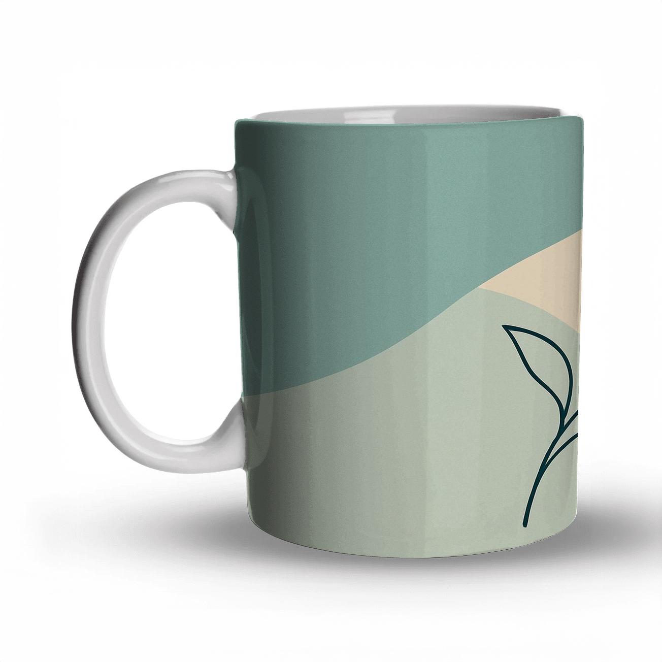 Serene Teal Blossom insulated thermal mugs