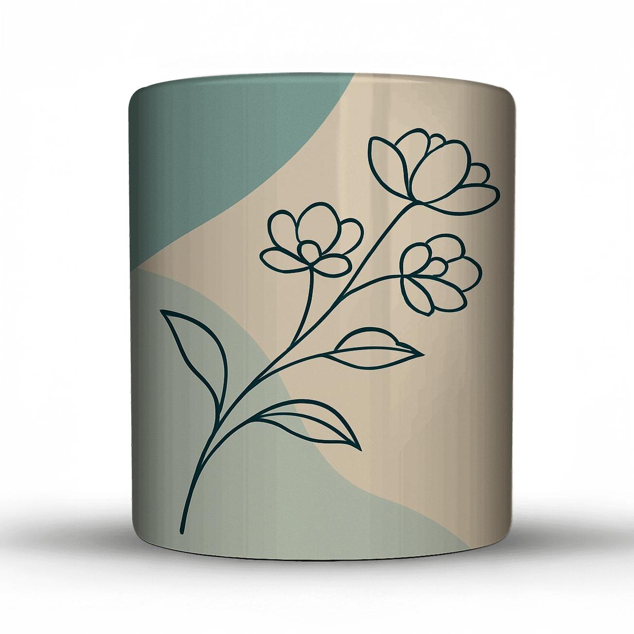 Serene Teal Blossom insulated thermal mugs