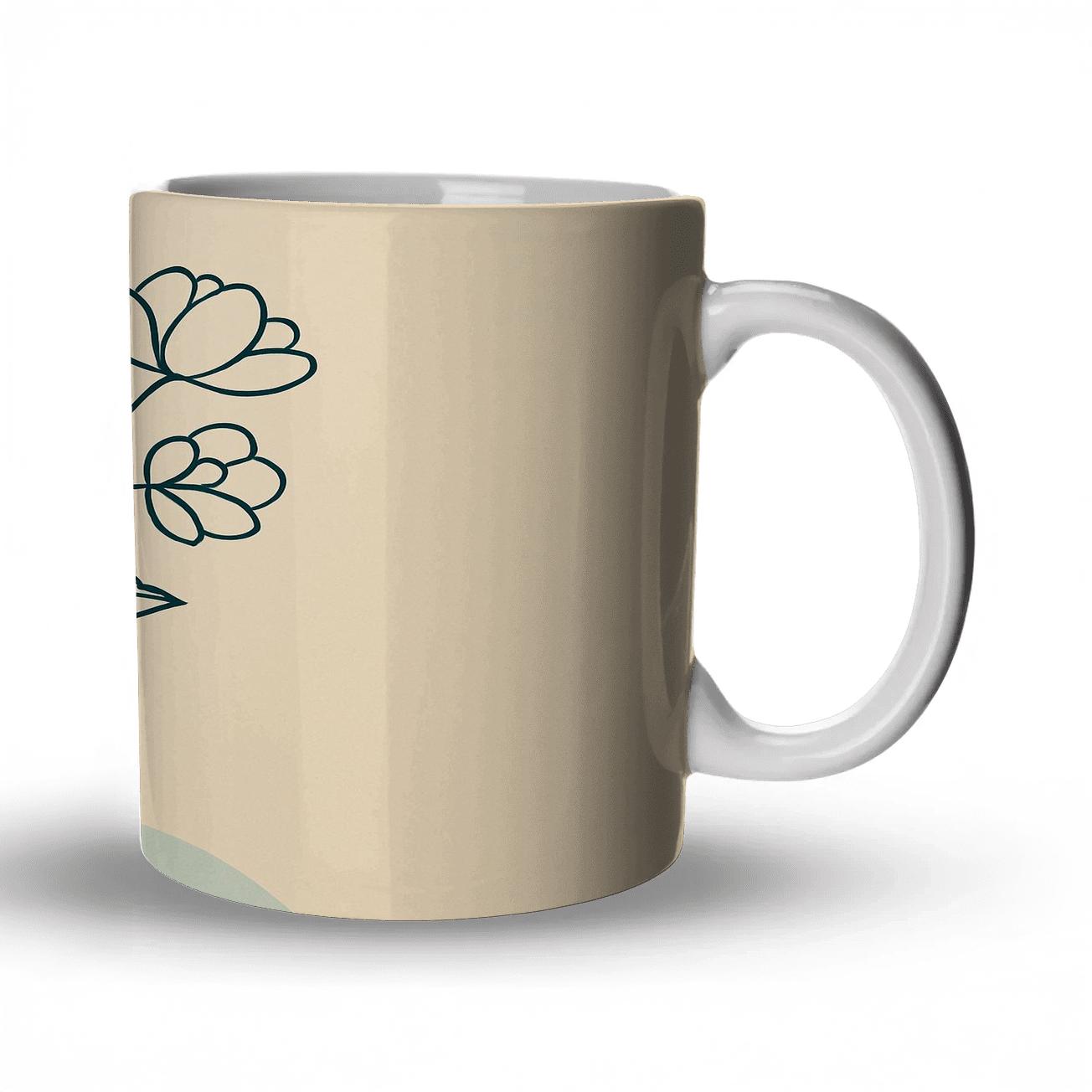 Serene Teal Blossom insulated thermal mugs
