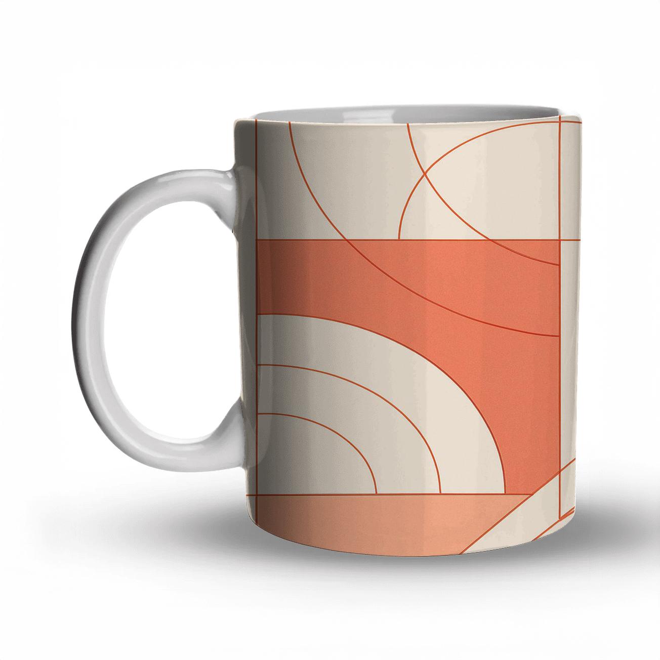 Geometric Coral Wave ceramic coffee mugs