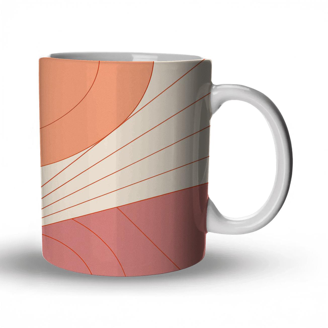 Geometric Coral Wave ceramic coffee mugs