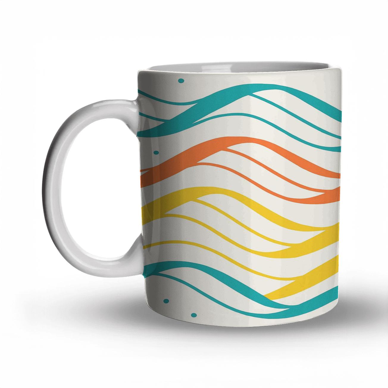 Neon Coastal Ribbons custom printed mugs