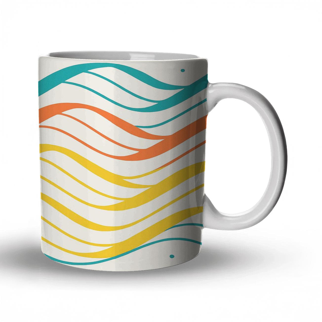Neon Coastal Ribbons custom printed mugs