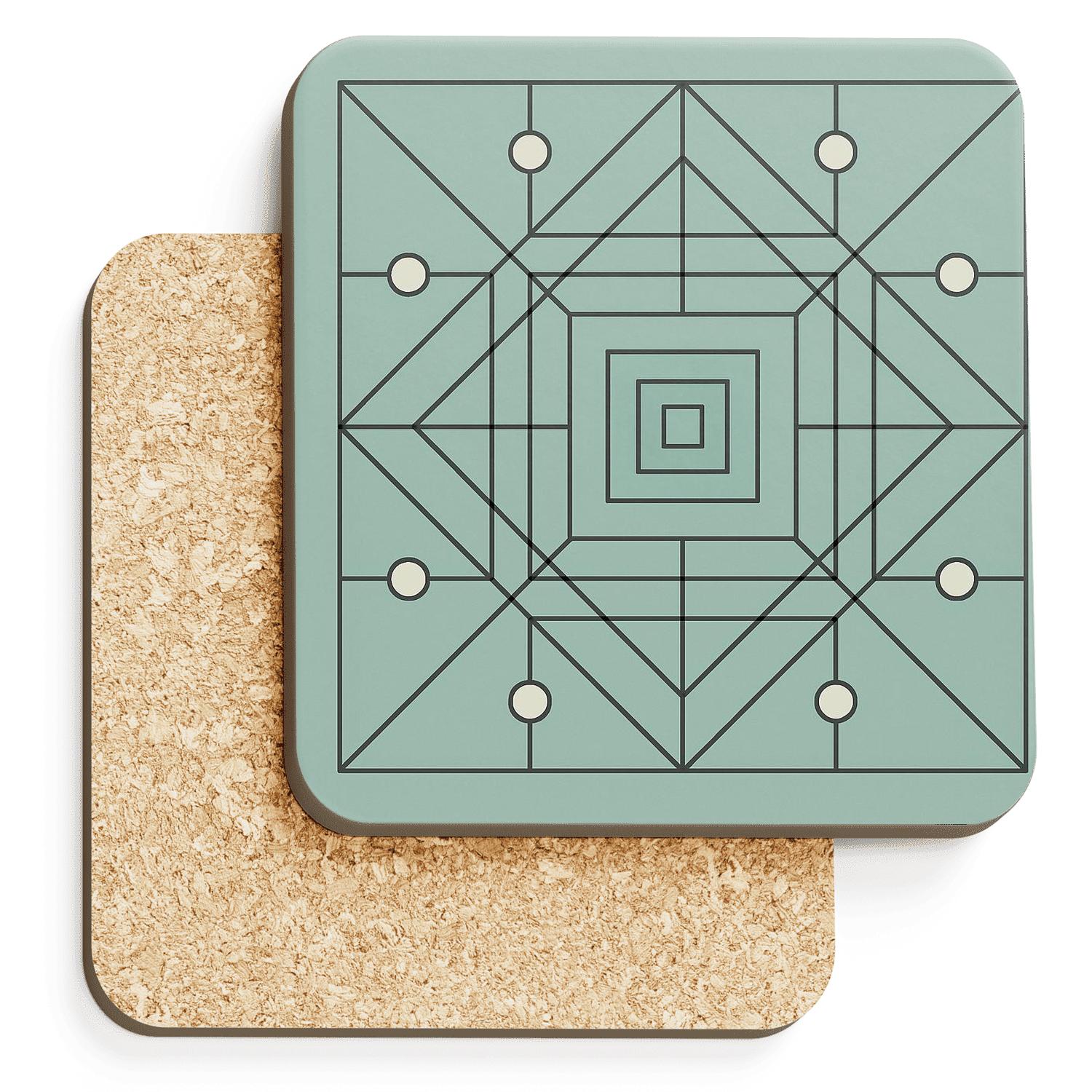 Modular Radiant Grid cork coaster sets