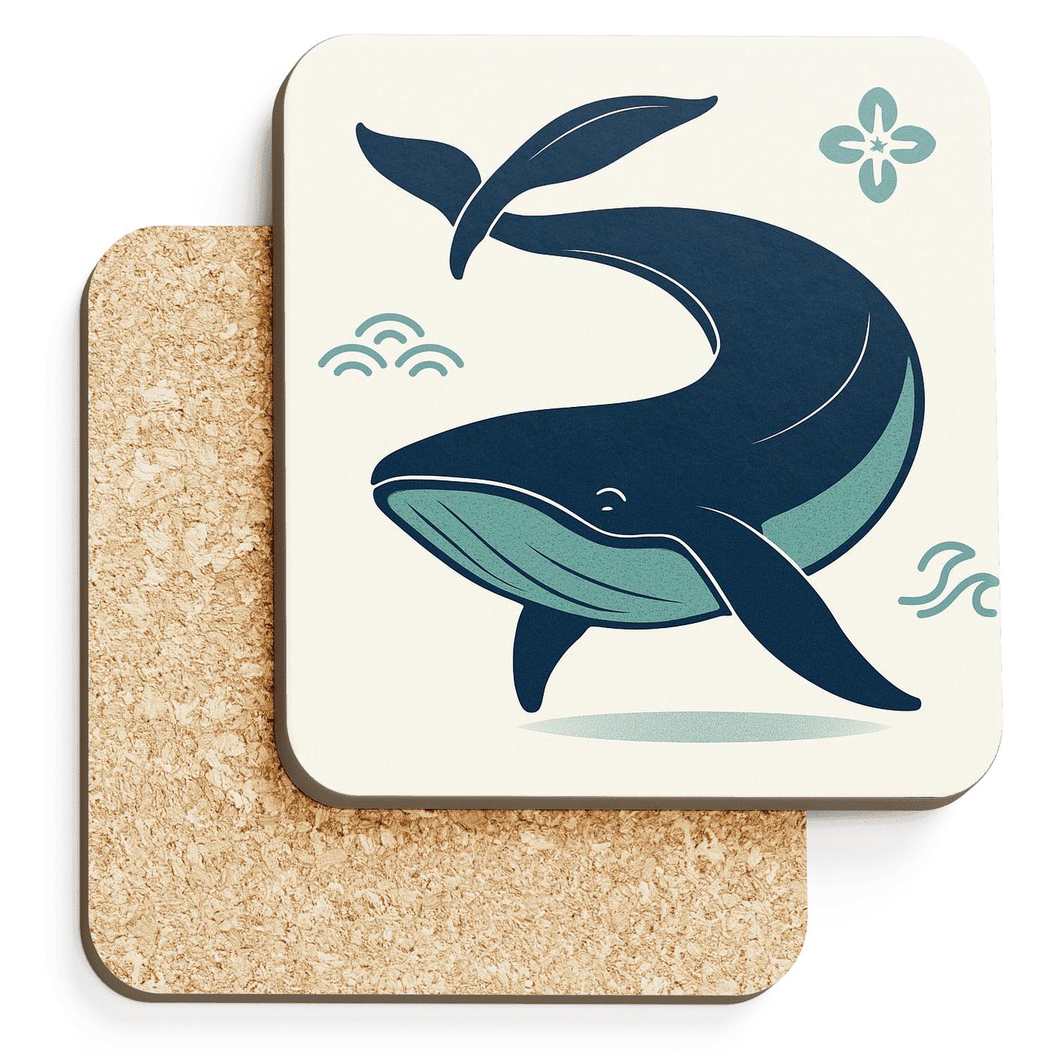 Serene Whale Emblem personalized drink coasters