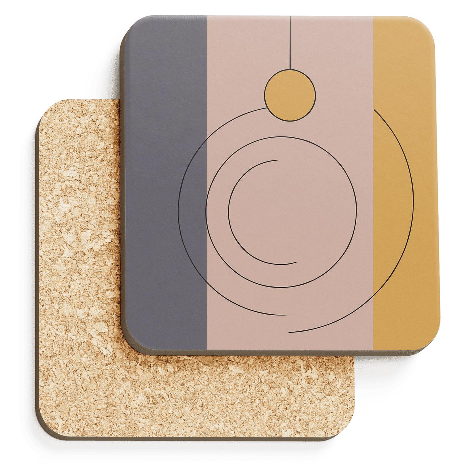Orbiting Geometry wooden table coasters