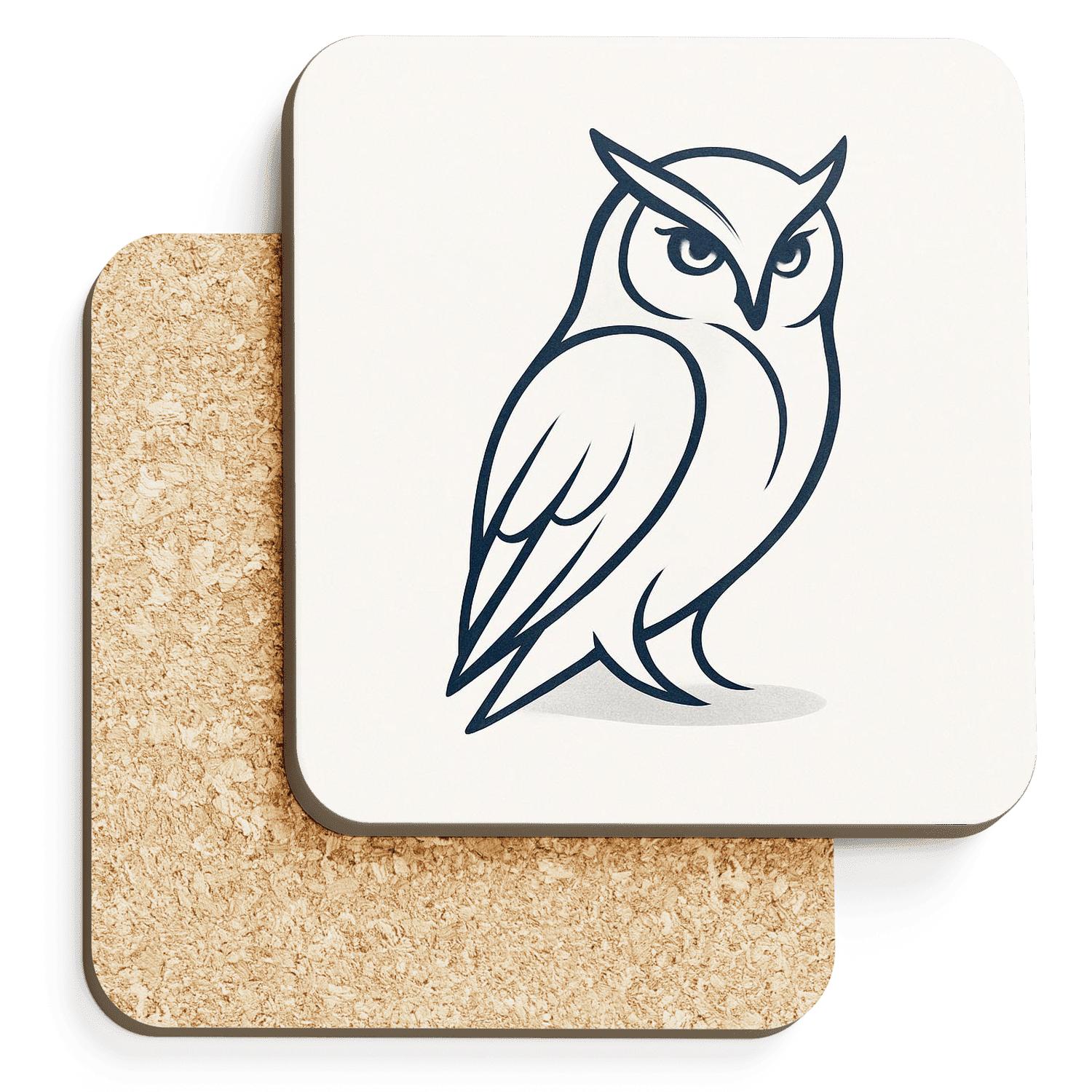 Minimalist Owl Line Art absorbent drink coasters