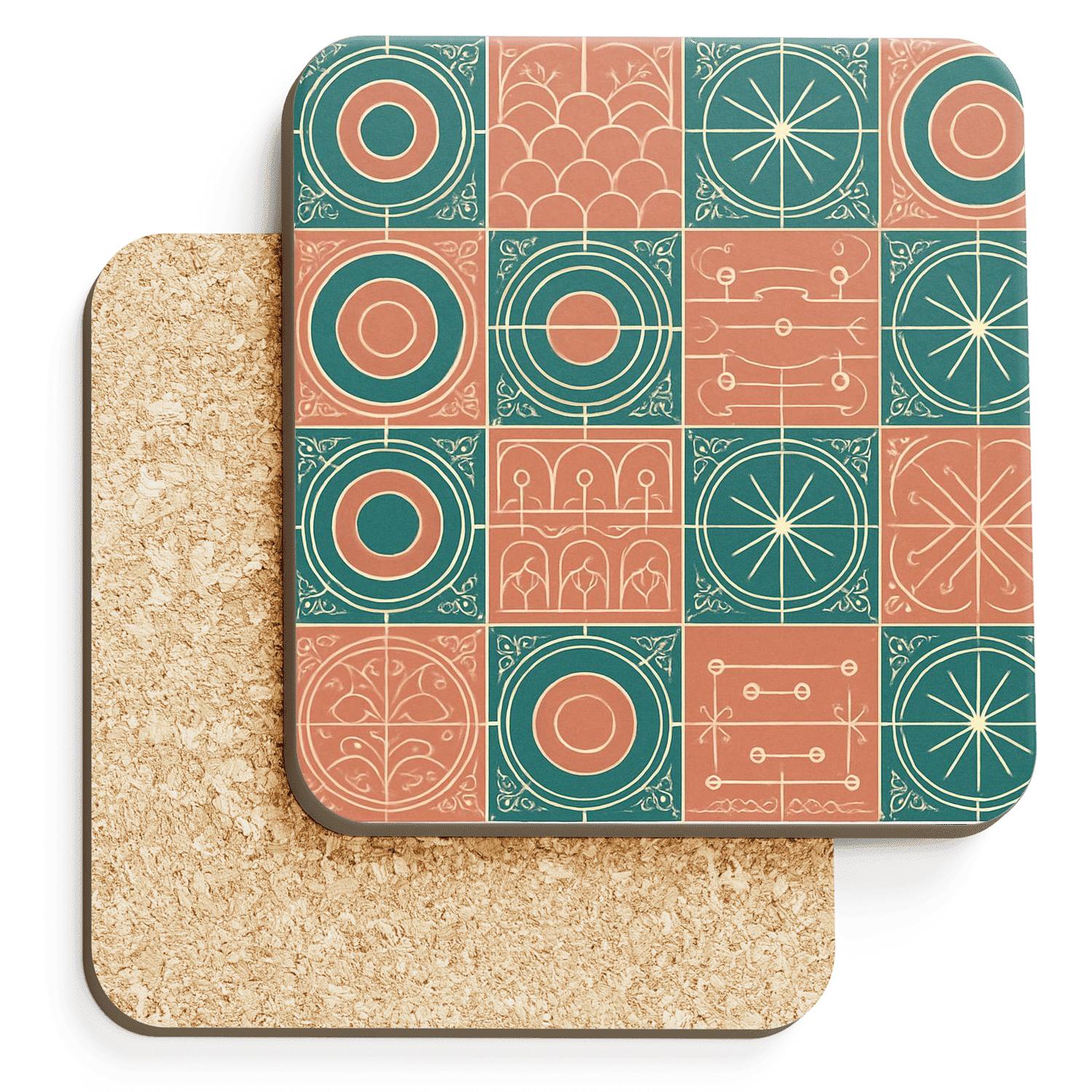Mid Century Geometric Ornament personalized drink coasters
