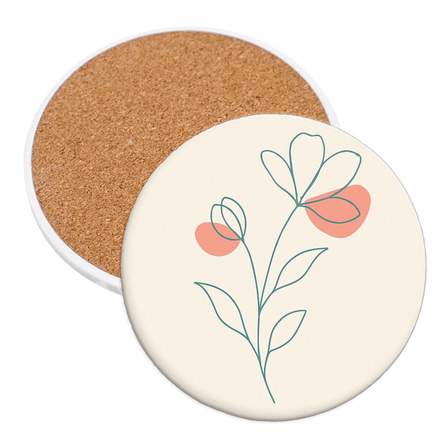 Serene Line Blossom wooden table coasters