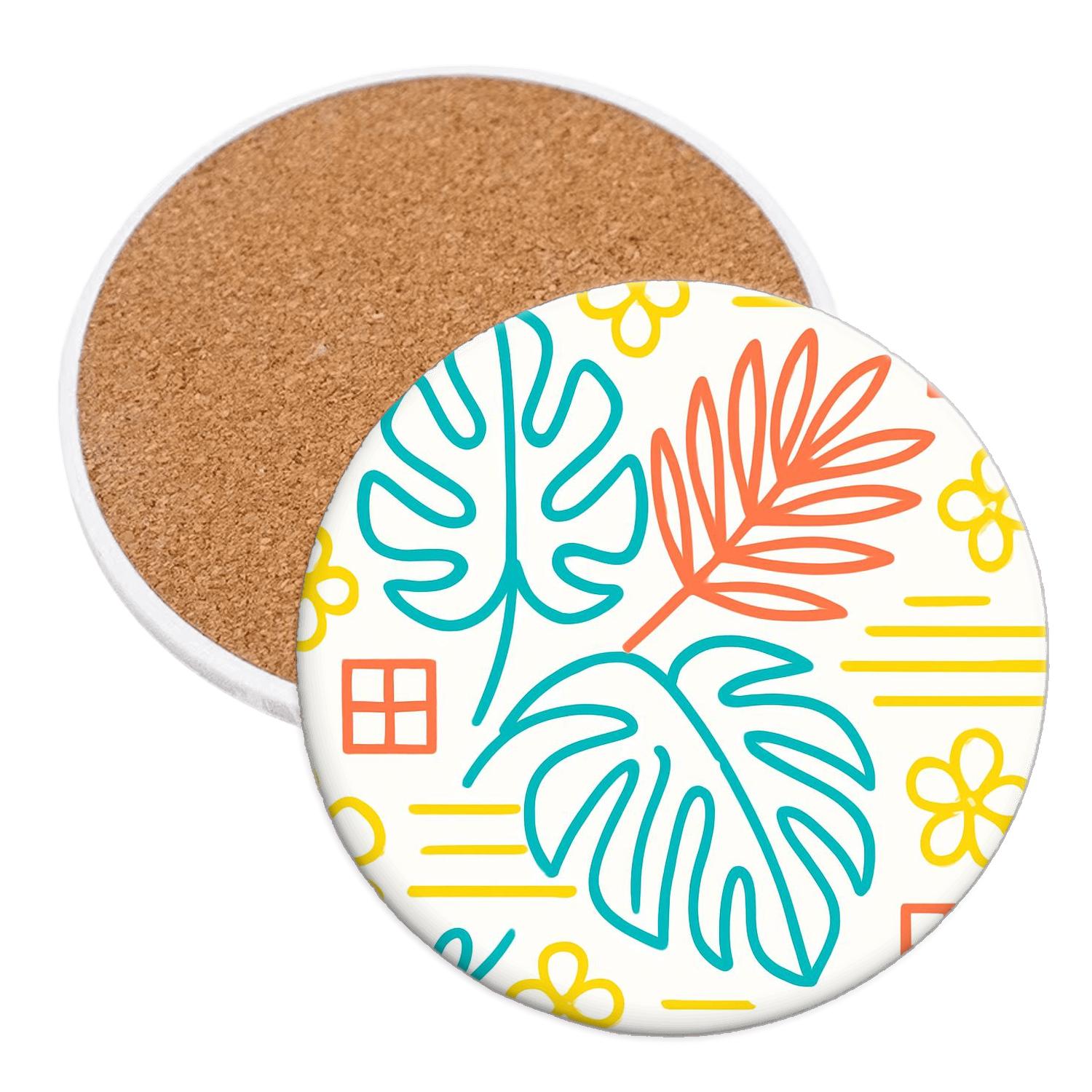 Neon Grid Botanica absorbent drink coasters