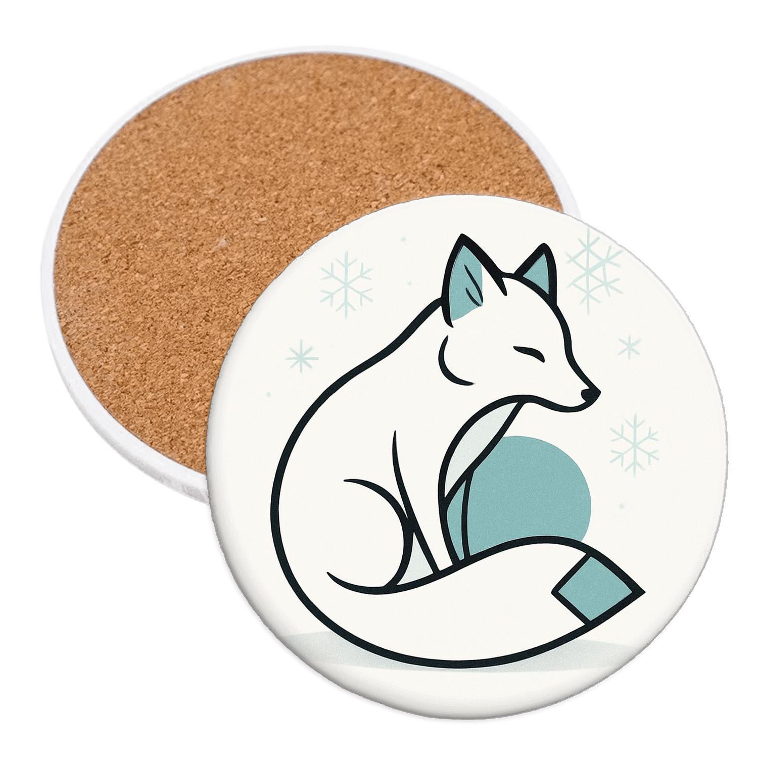 Serene Arctic Fox stone coaster collections