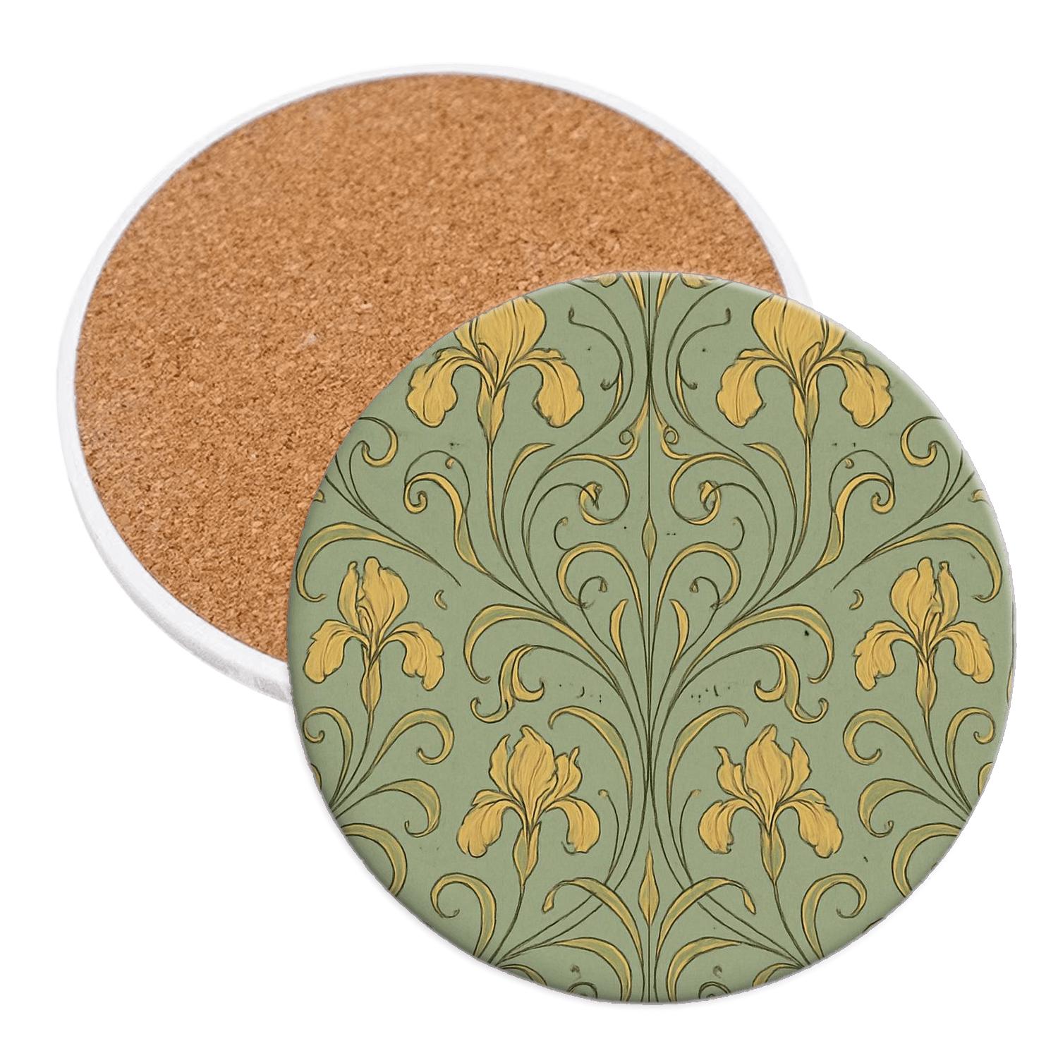 Art Nouveau Botanical Scroll custom engraved coasters