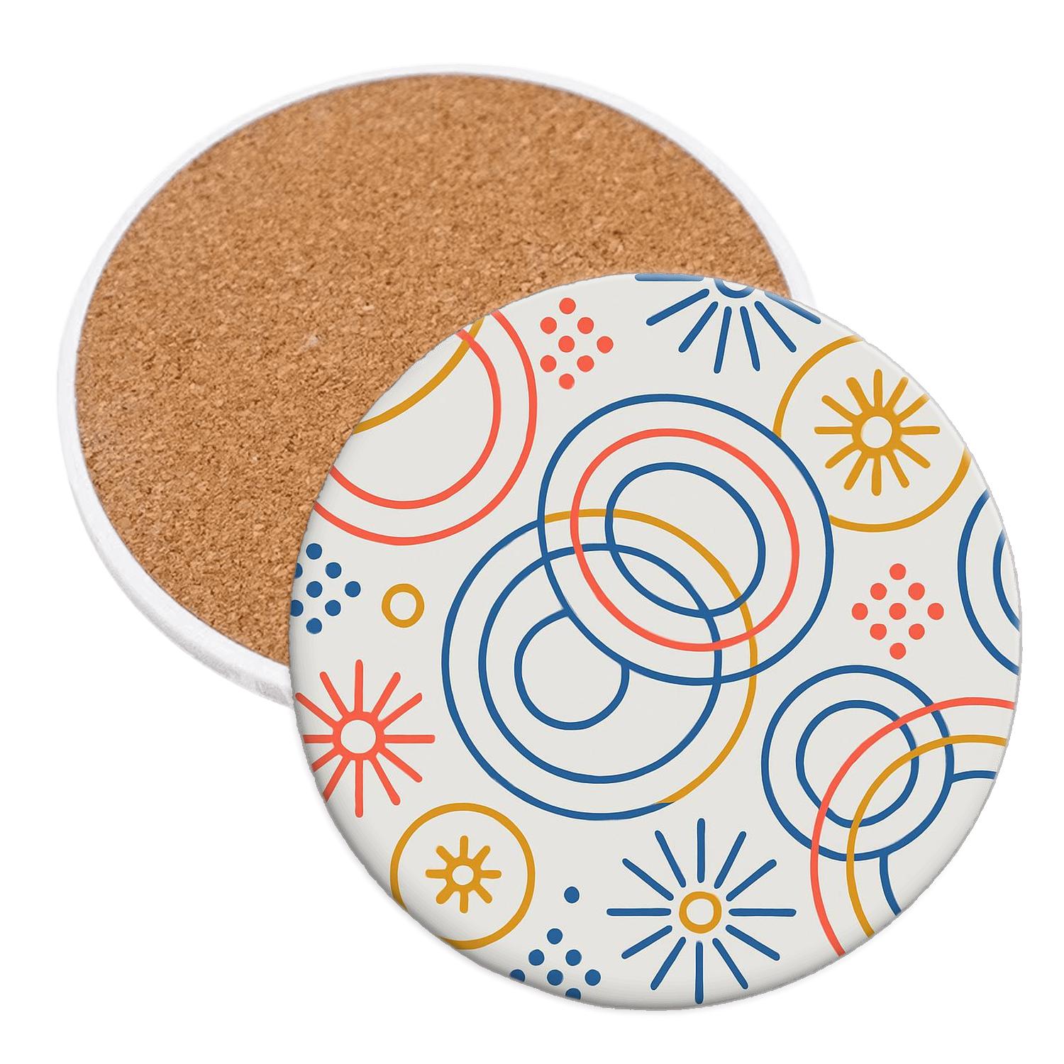 Orbiting Line Carnival personalized drink coasters
