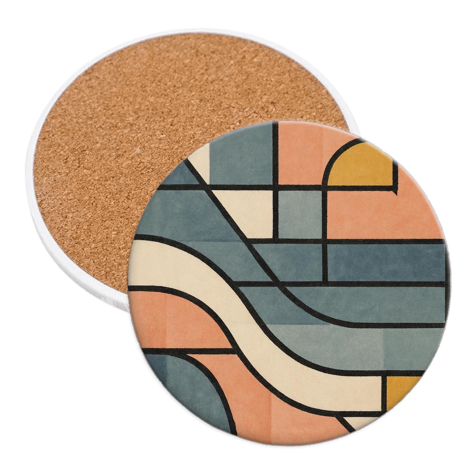 Geometric Tide wooden table coasters