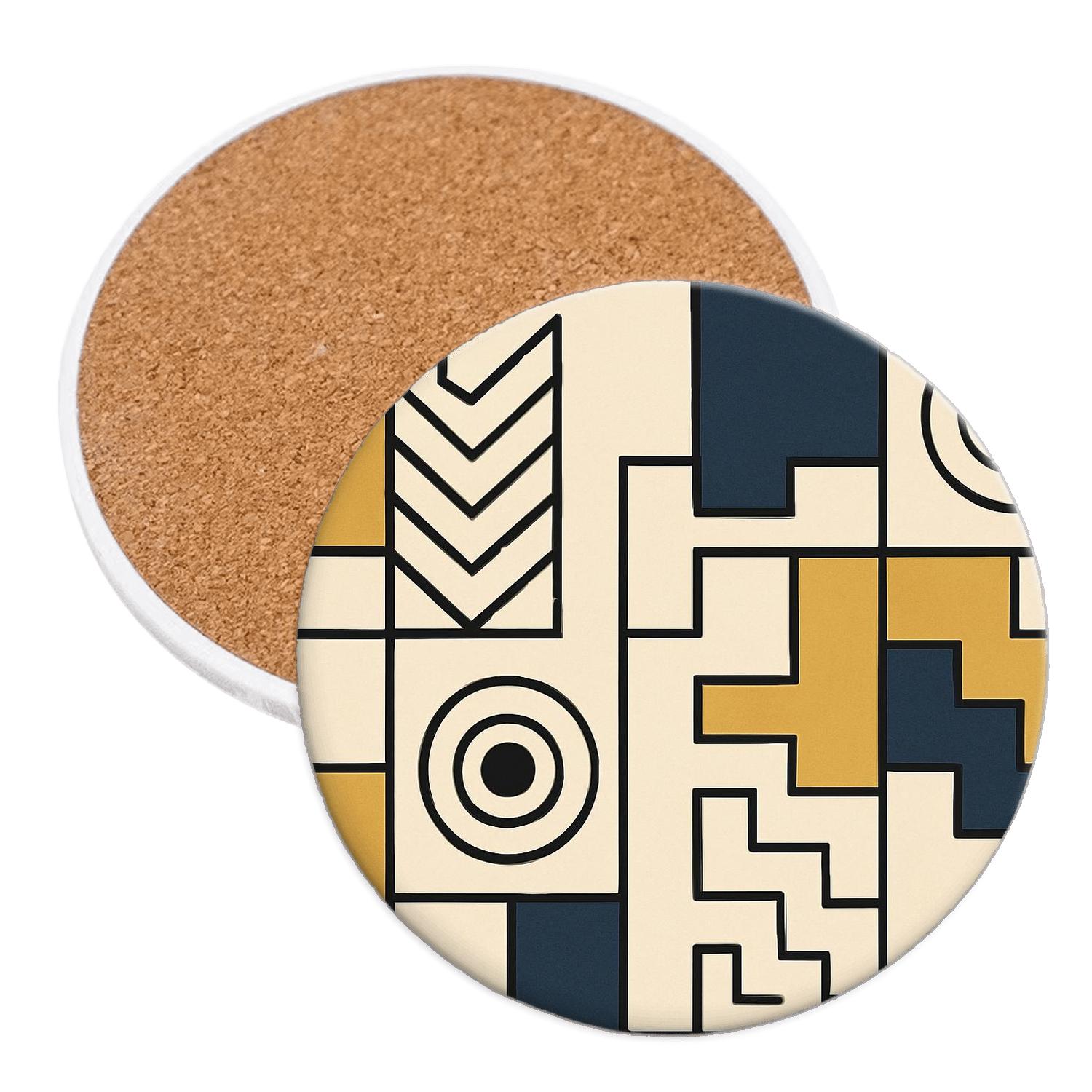 Geometric Bauhaus Ornament wooden table coasters