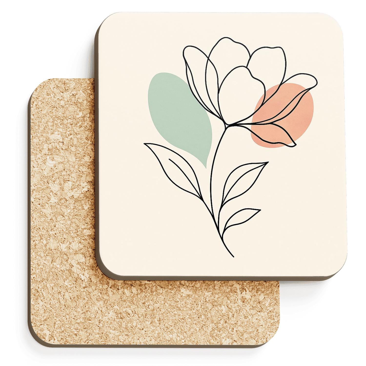Serene Bloom Lineart elegant tabletop coasters