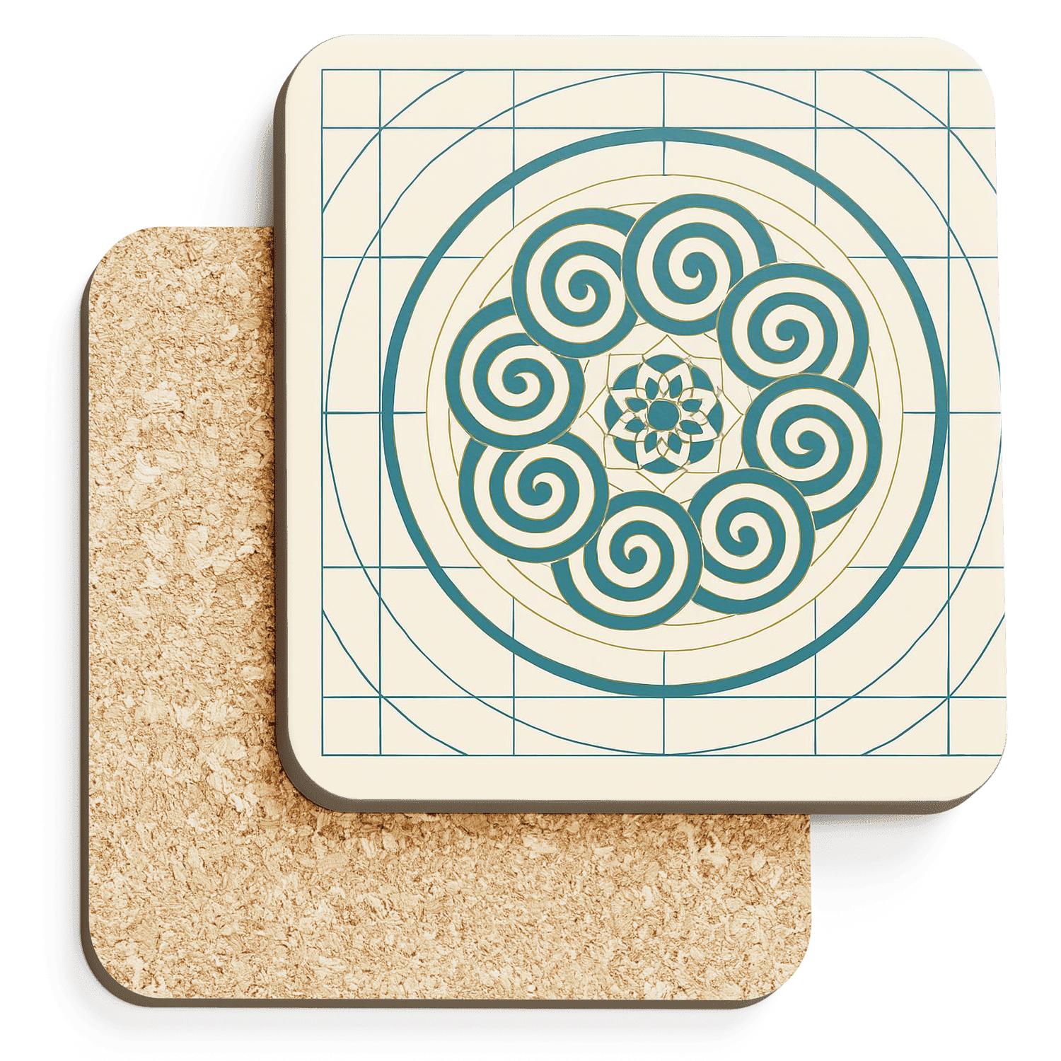 Spiral Grid Mandala custom engraved coasters