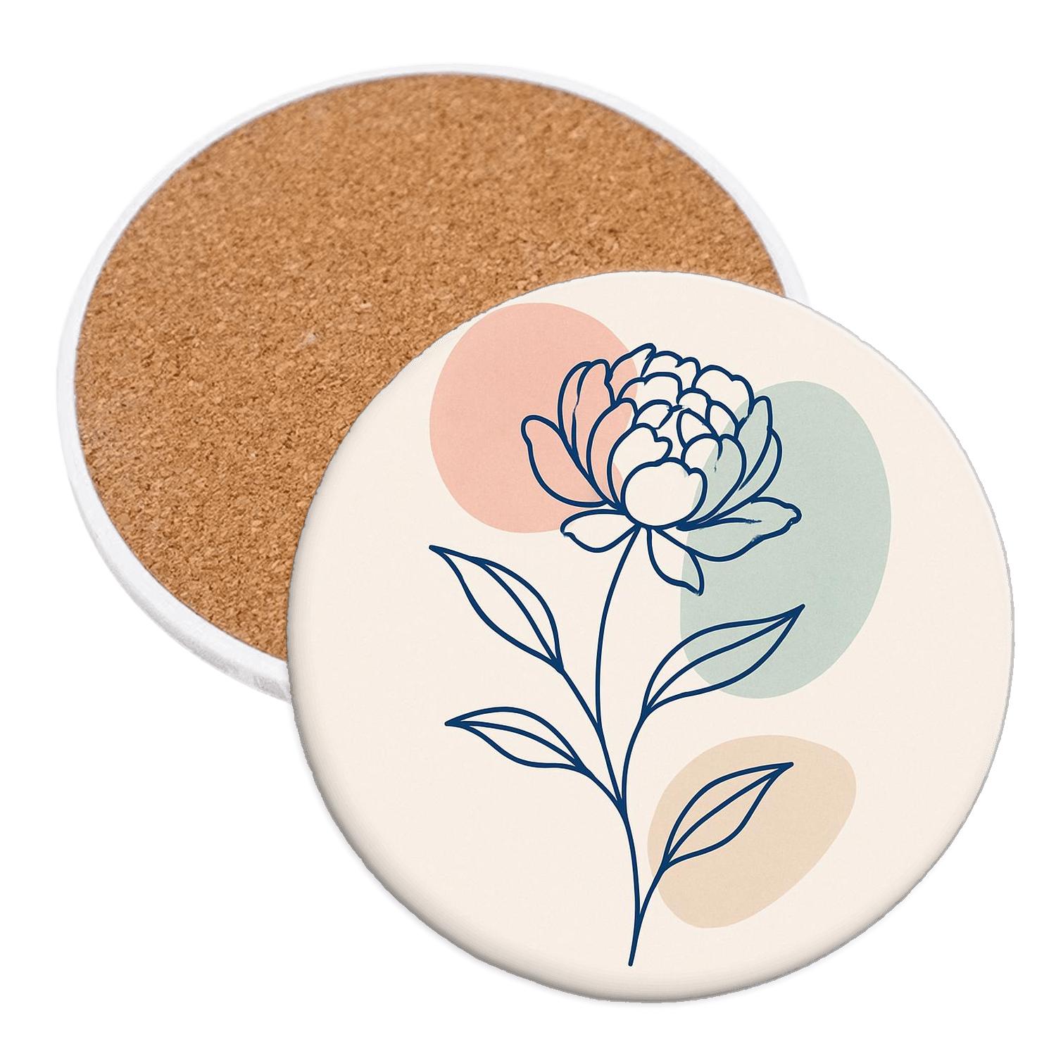 Serene Floral Contour personalized drink coasters