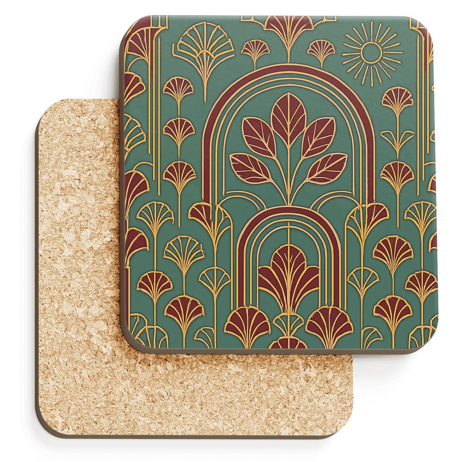 Ornamental Art Deco Linework custom engraved coasters