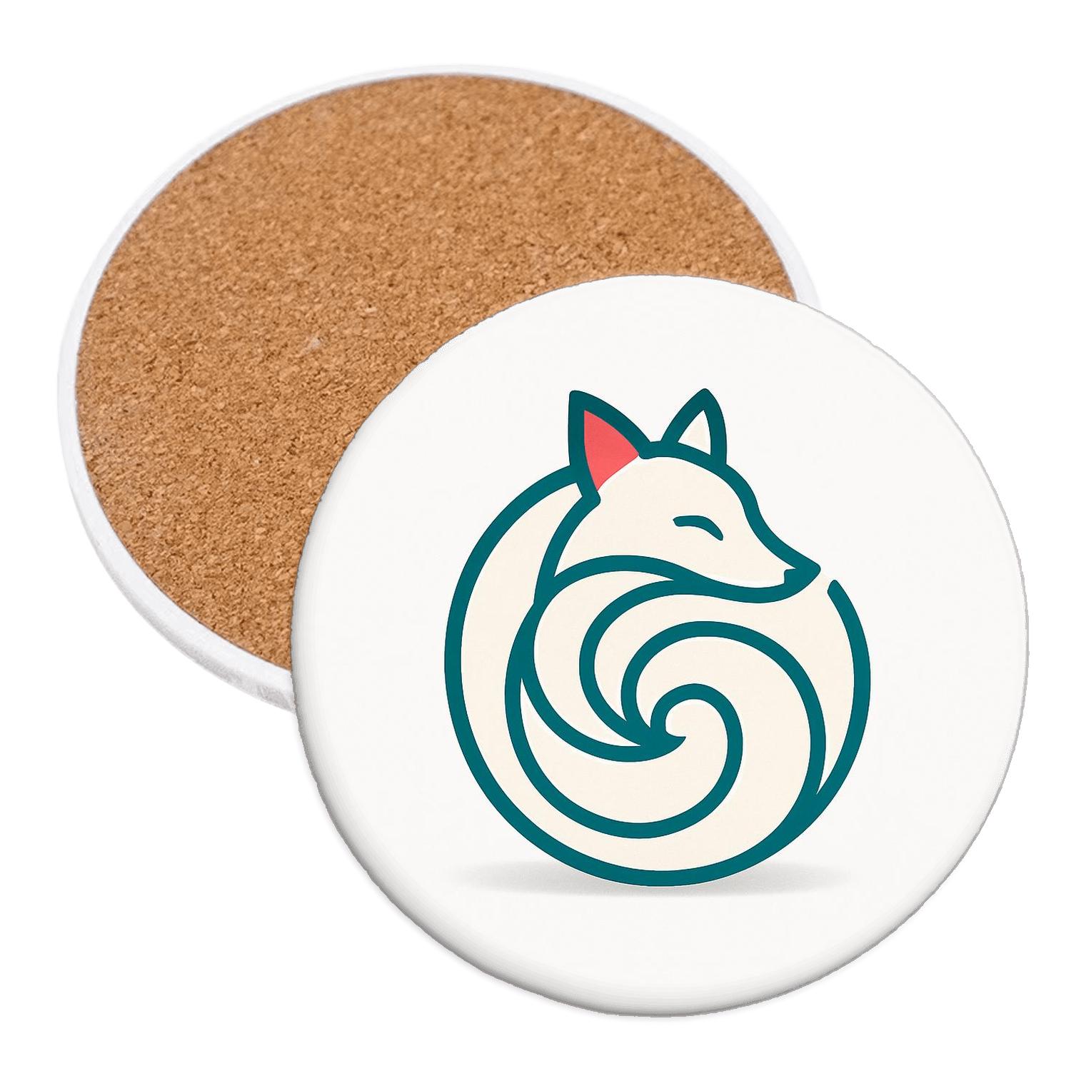 Minimalist Arctic Fox Embrace personalized drink coasters
