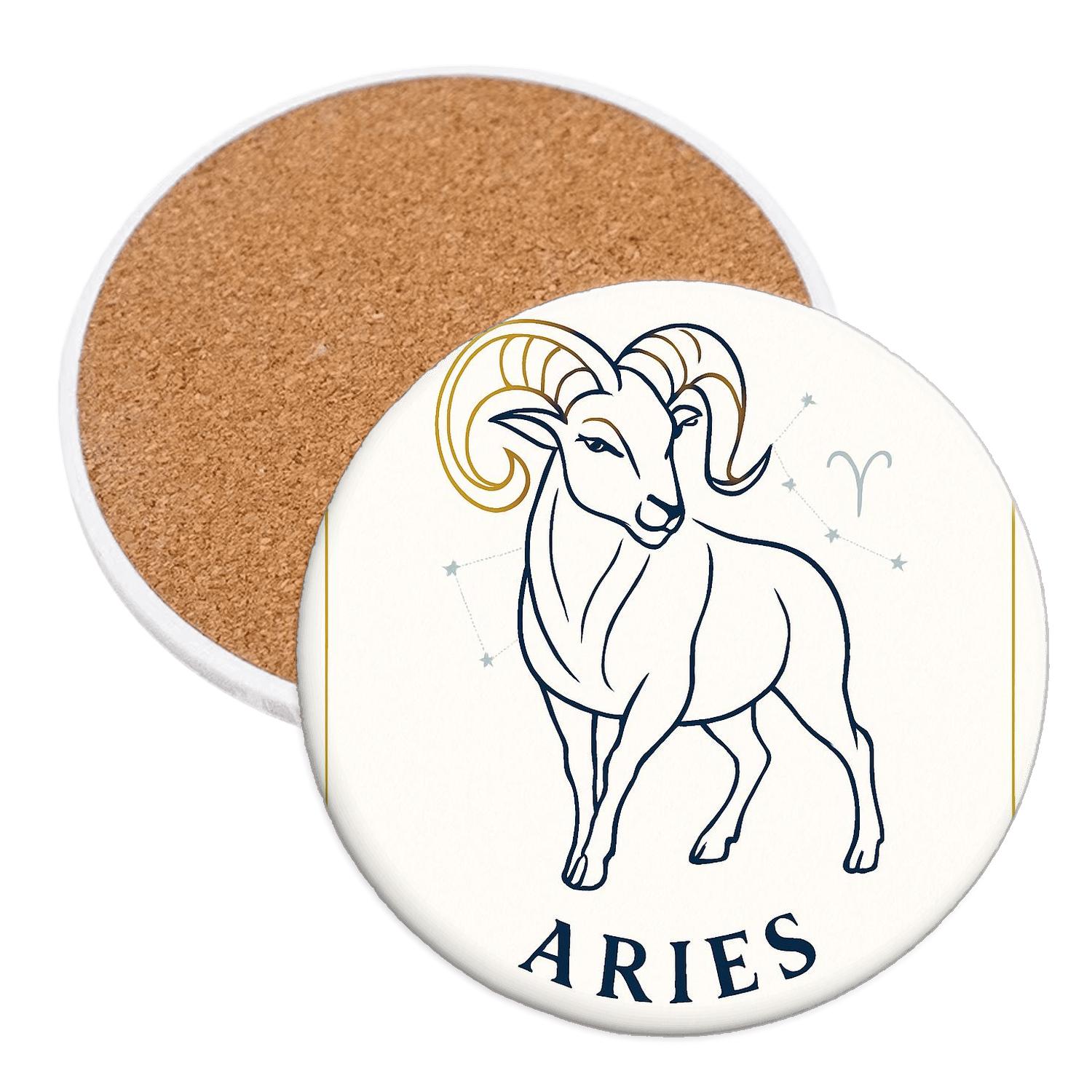 Aries Ram Minimalist Emblem coasters for home decor
