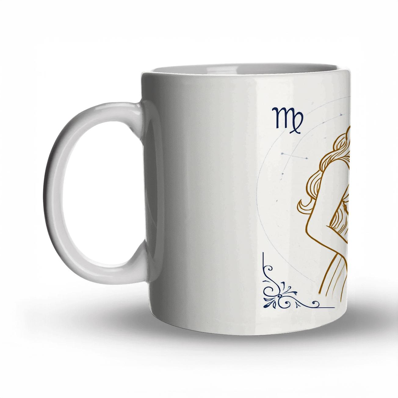 Virgo Maiden Elegant Line Art decorative mug sets