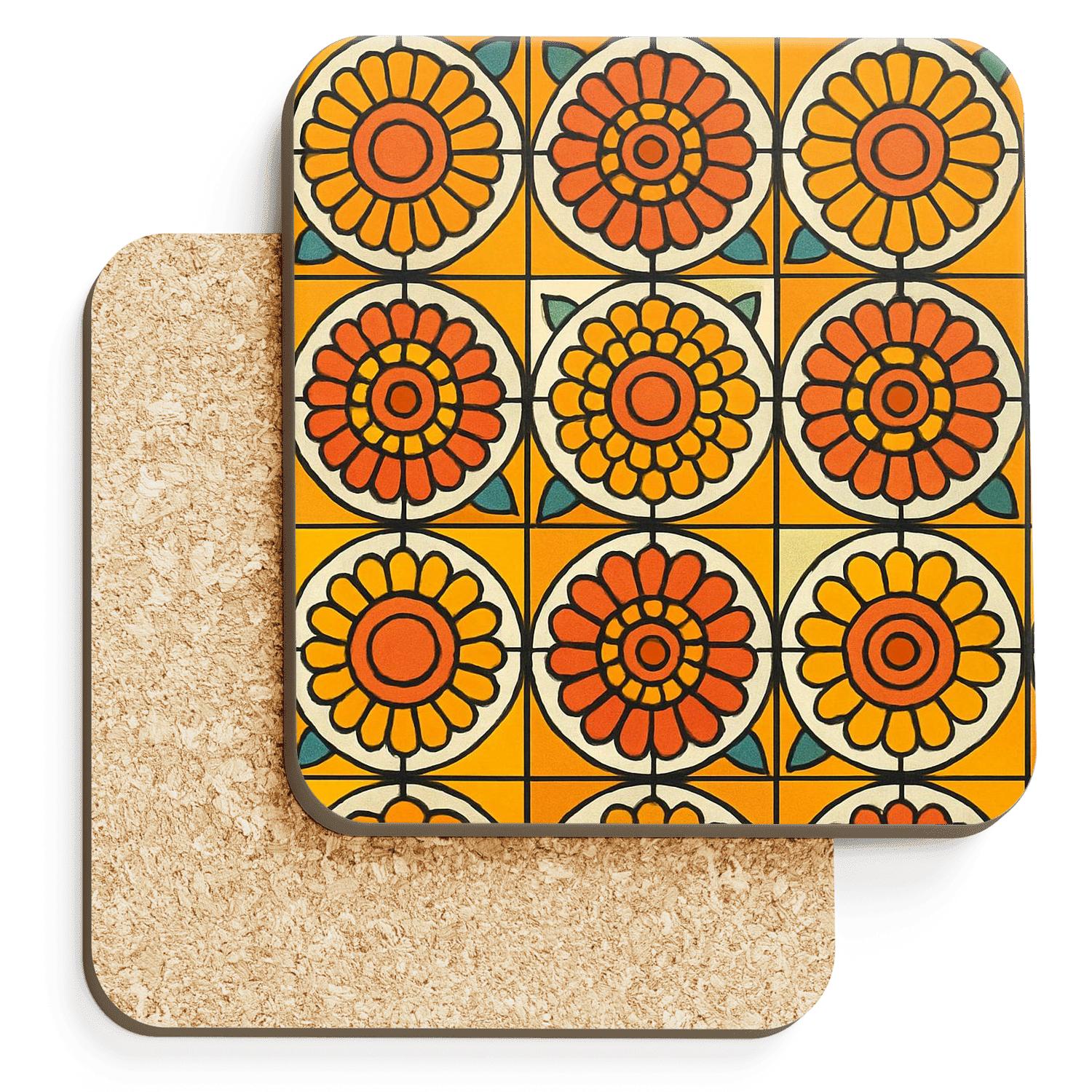 Solar Tile Bloom personalized drink coasters