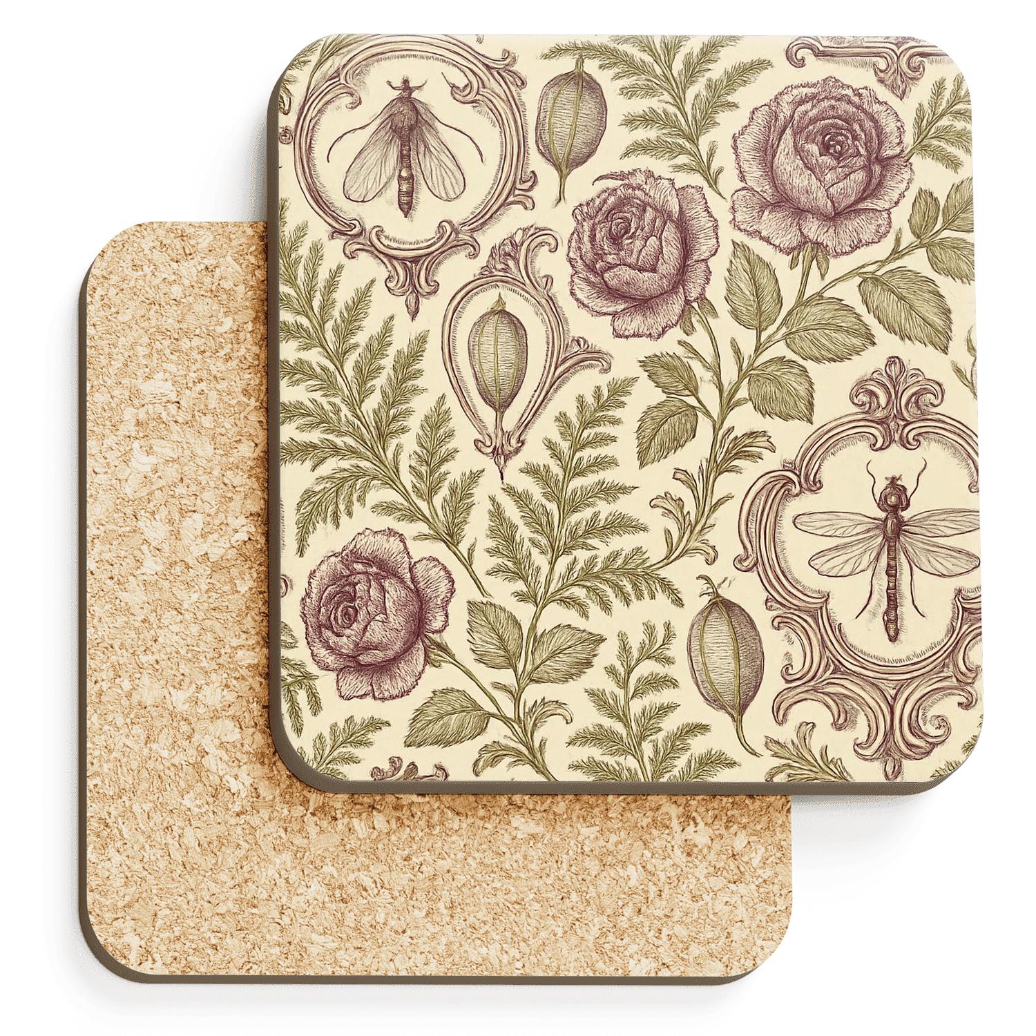 Victorian Botanical Engrave coasters for home decor