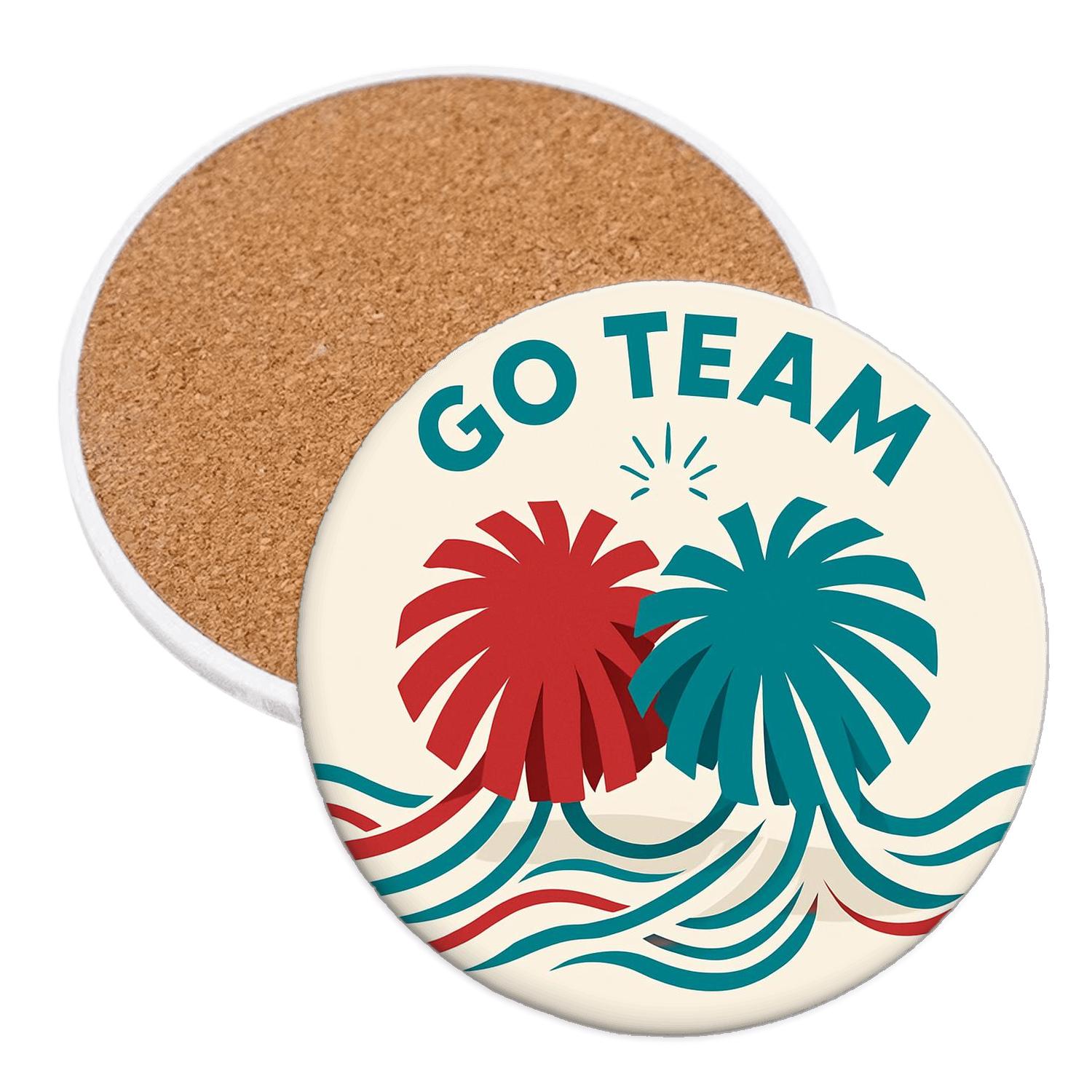 Pom Rhythm Cheer Line Art absorbent drink coasters