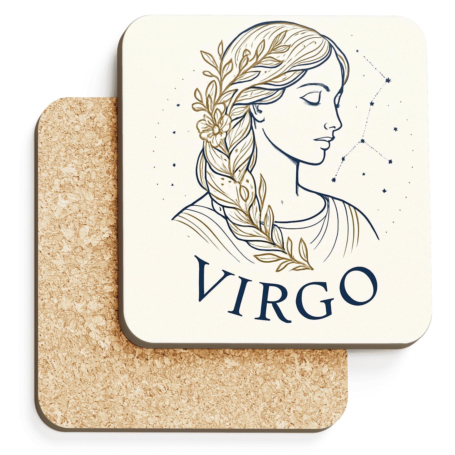 Virgo Maiden Line Art personalized drink coasters