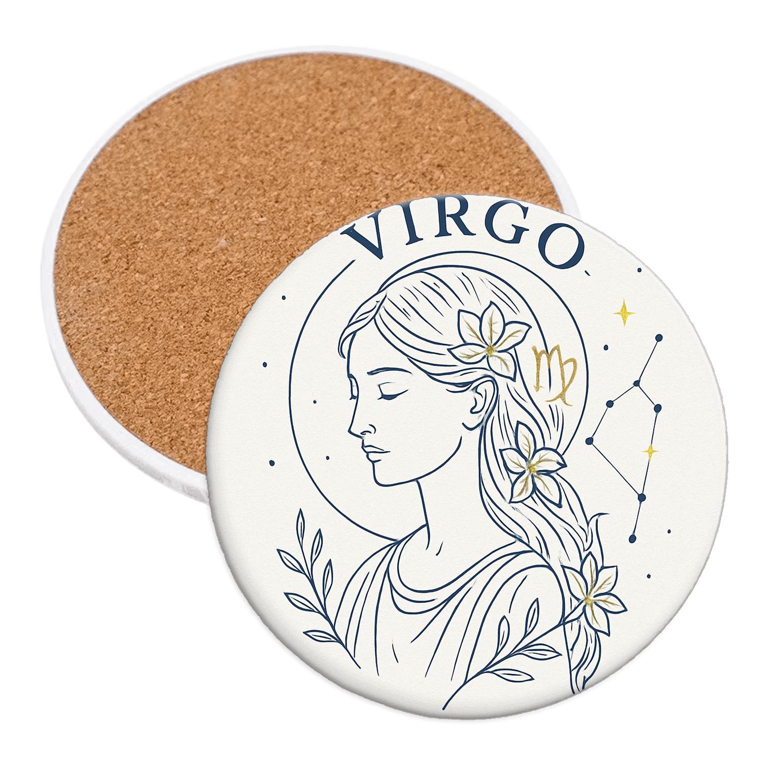 Virgo Maiden Line Art custom engraved coasters