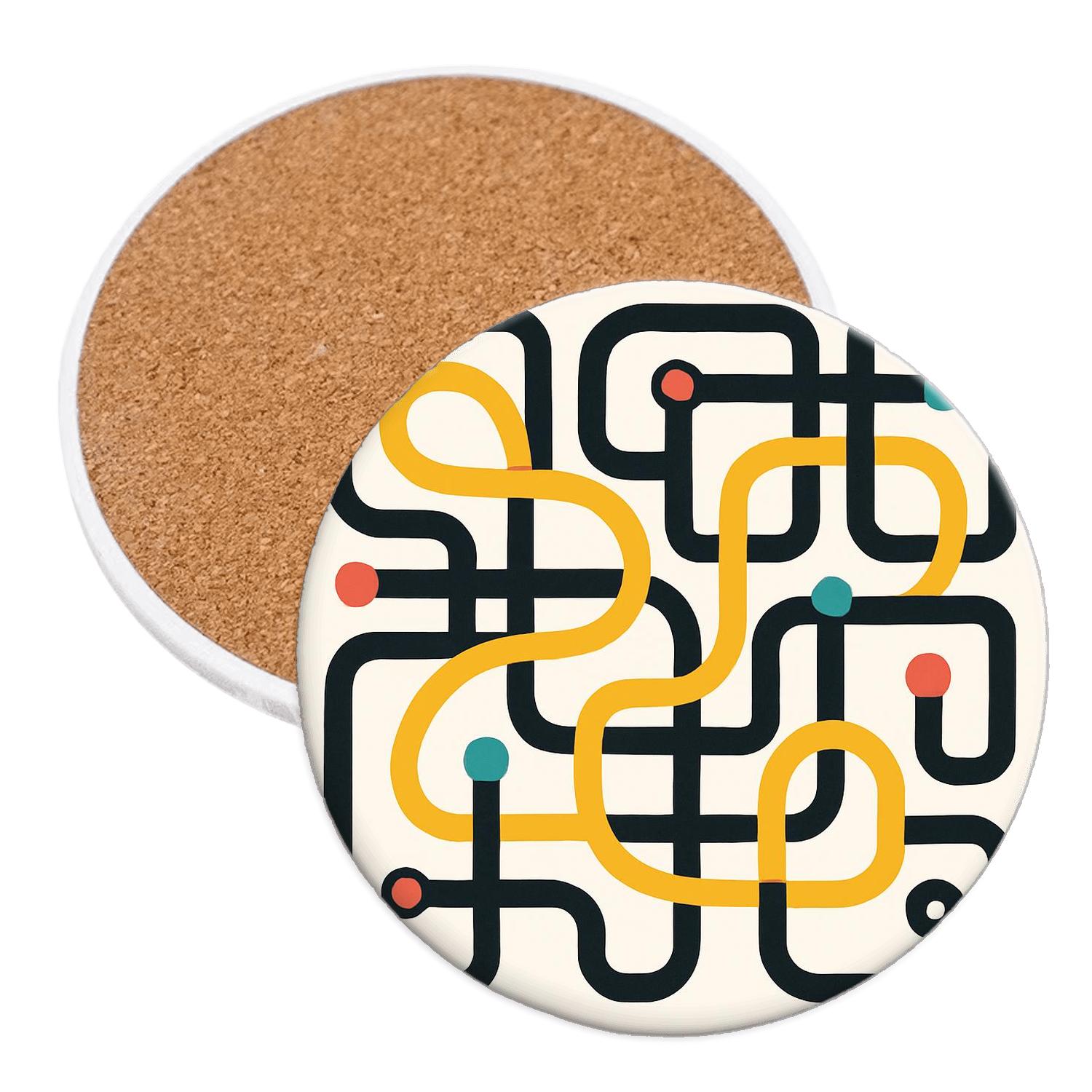 Solar Ribbon Maze coasters for home decor