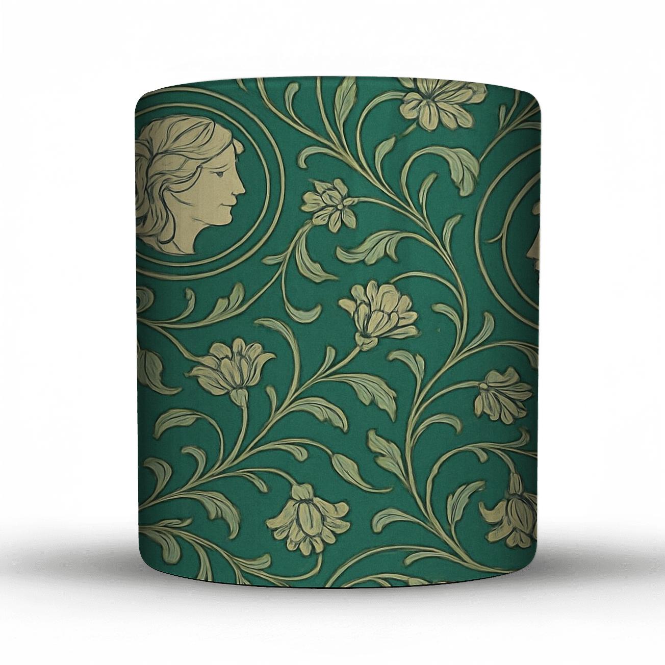 Art Nouveau Botanical Medallions insulated thermal mugs
