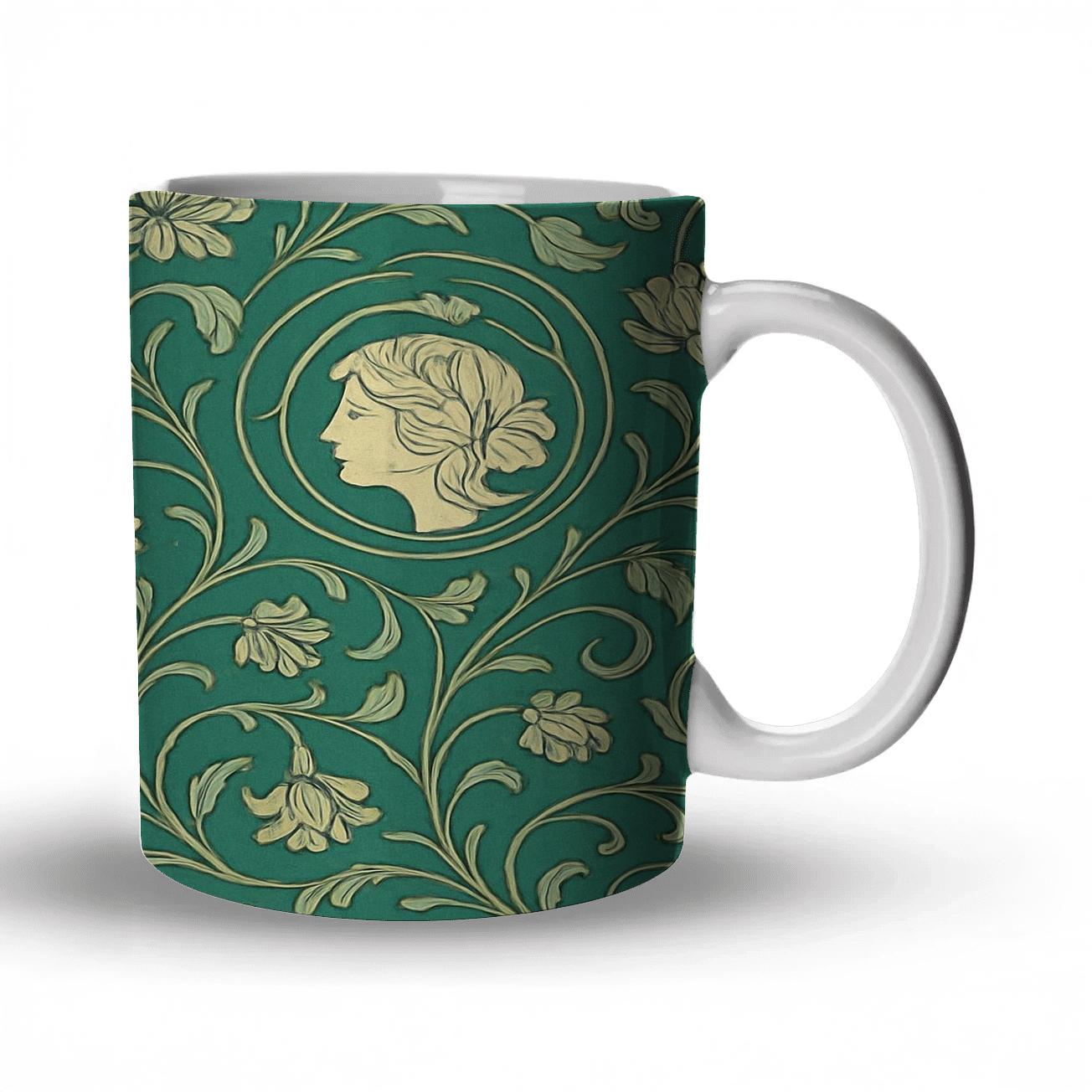 Art Nouveau Botanical Medallions insulated thermal mugs